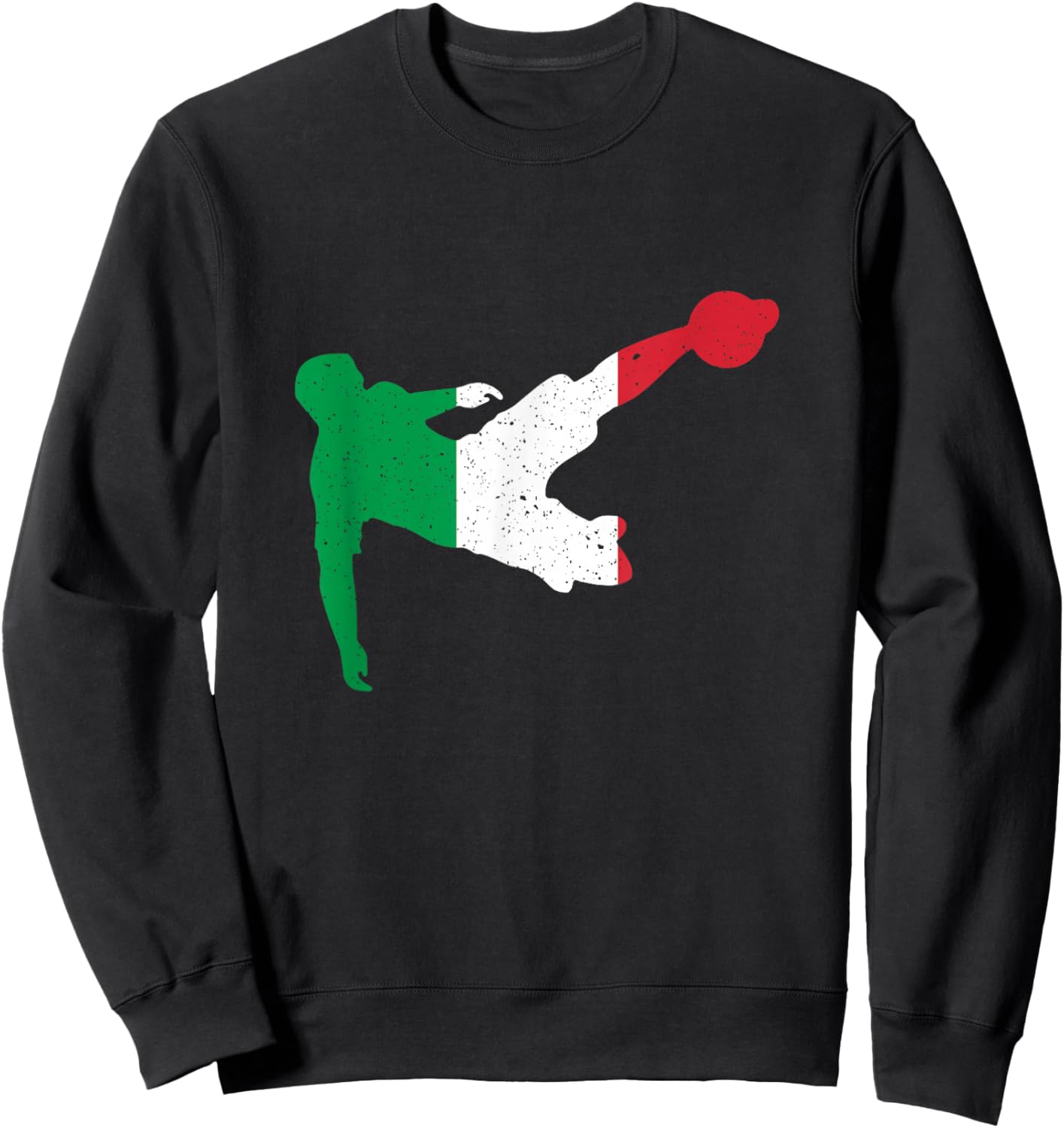 Vintage Italy Flag In Football Soccer Player Silhouette Sweatshirt - Sweatshirt | Black