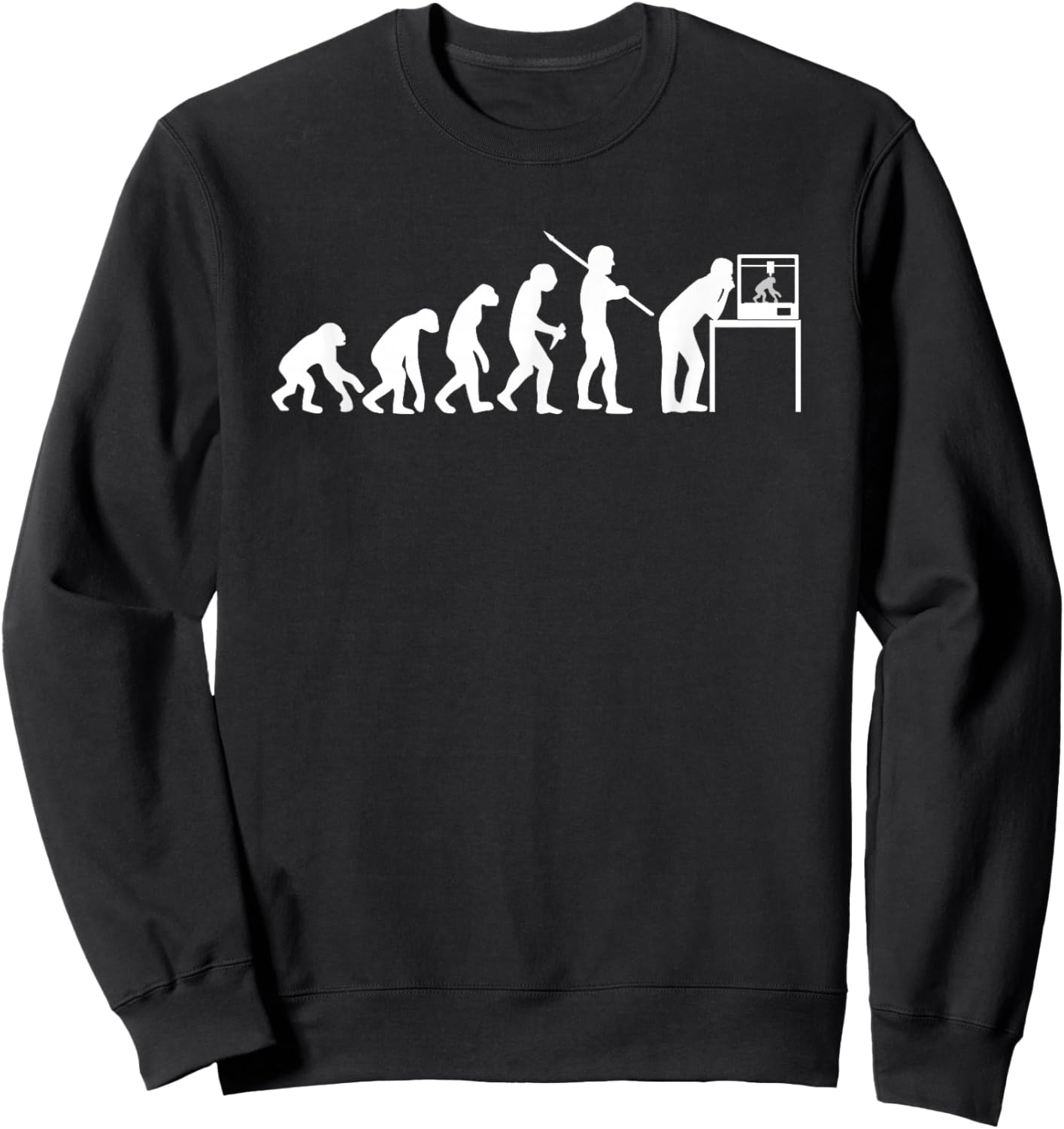 Funny 3D Printing Evolution 3D Printer Joke Gift Sweatshirt - Sweatshirt | Black