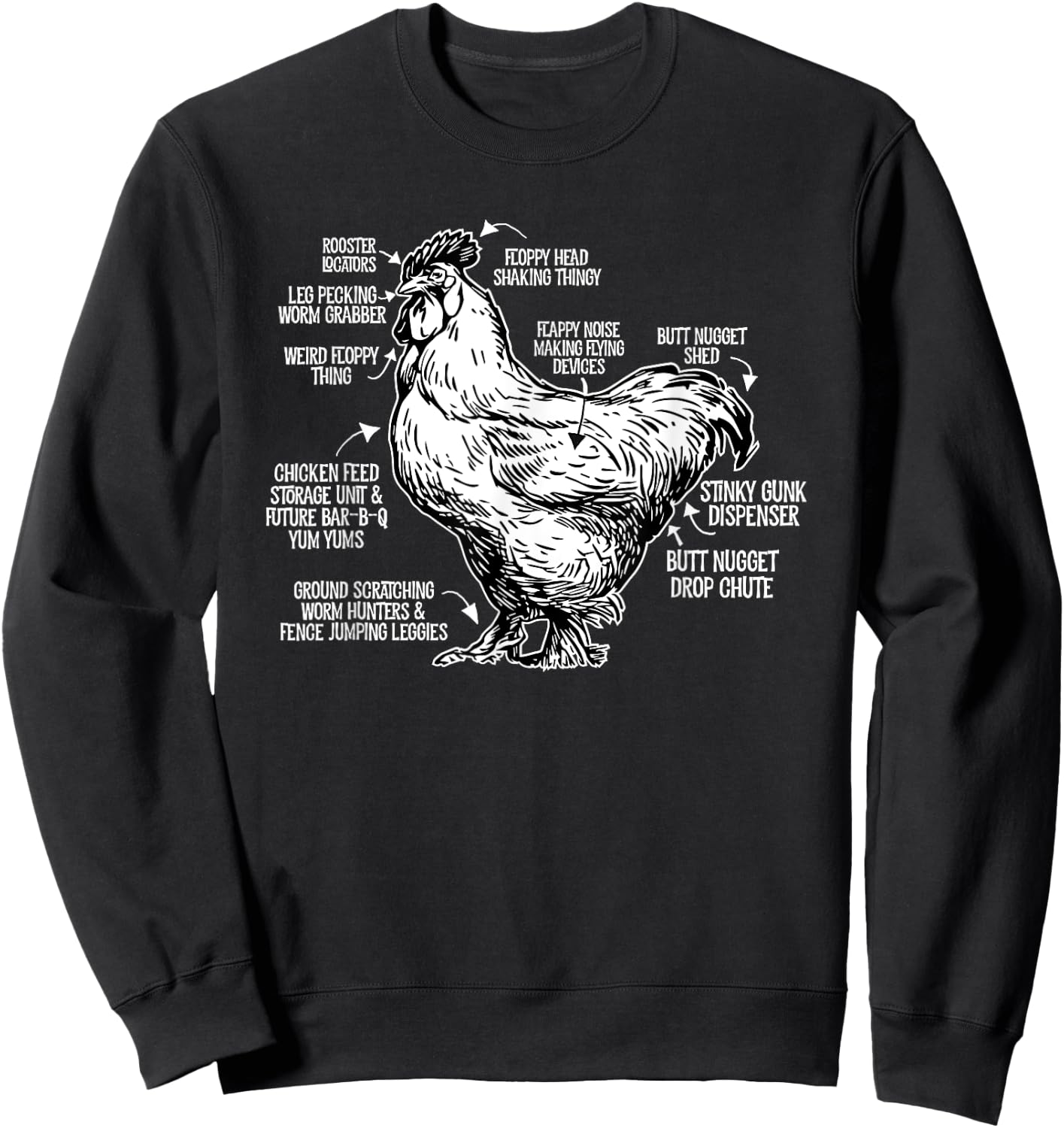 Chicken Anatomy Art Funny Farm Chicken Coop Sweatshirt - Sweatshirt | Black