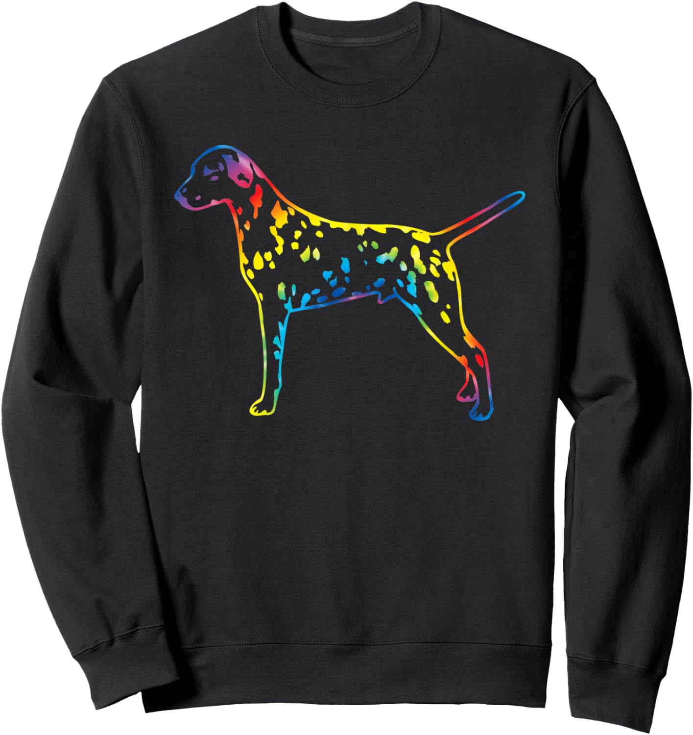 Tie Dye Dalmatian Rainbow Print Dog Pup Hippie Peace Gift Men Women Kids Sweatshirt - Sweatshirt | Black