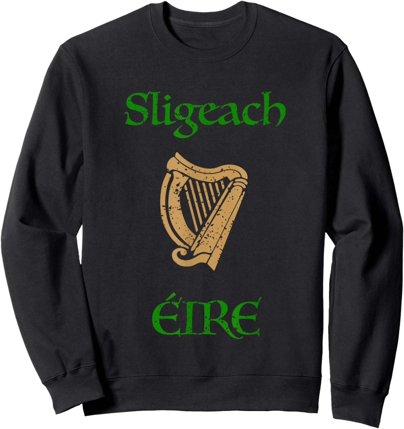 Sligeach County Sligo Ireland as Gaeilge Gaelic Celtic Harp Sweatshirt - Sweatshirt | Black