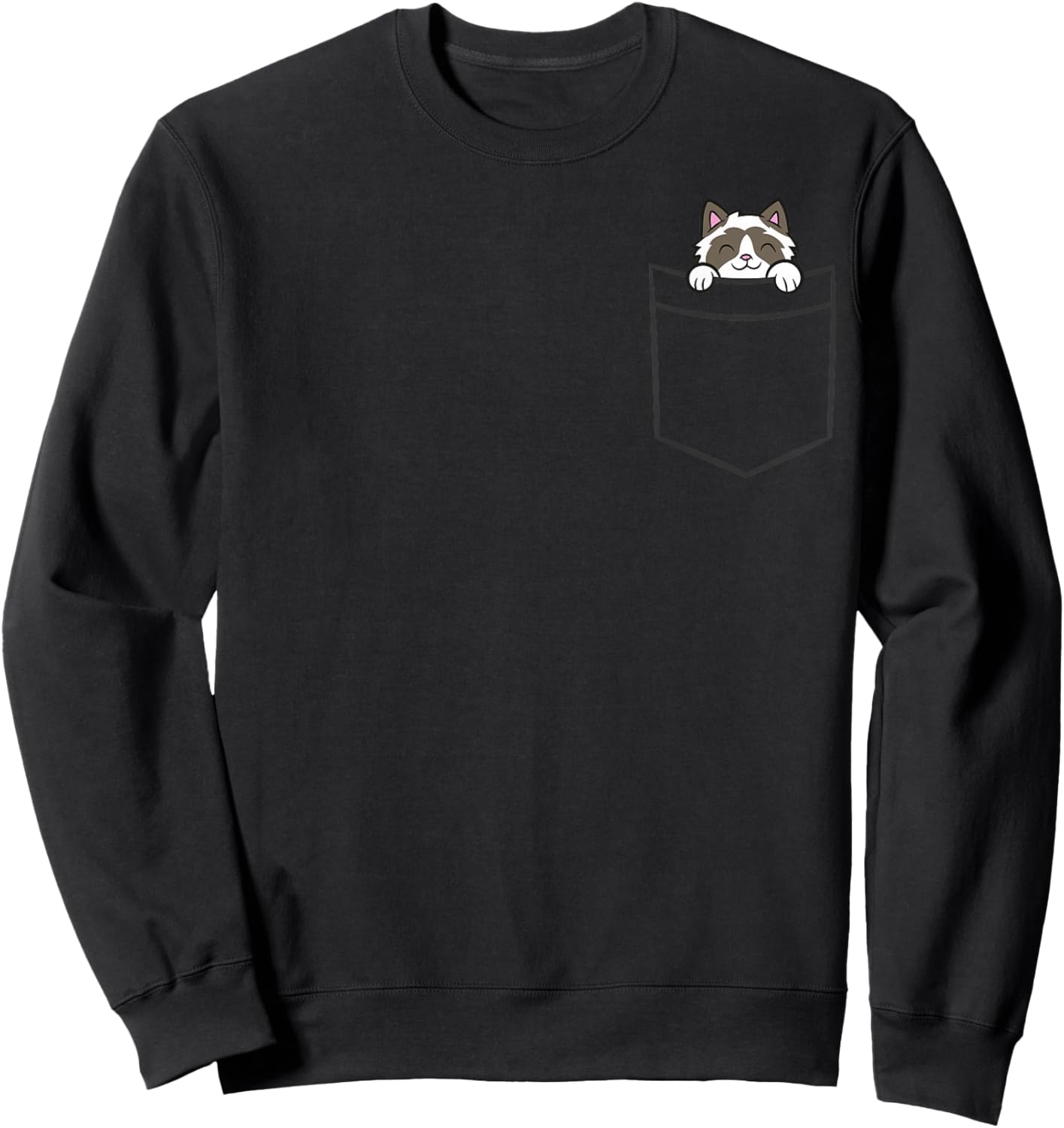 Cat In The Pocket Cute Ragdoll Cat Sweatshirt - Sweatshirt | Black