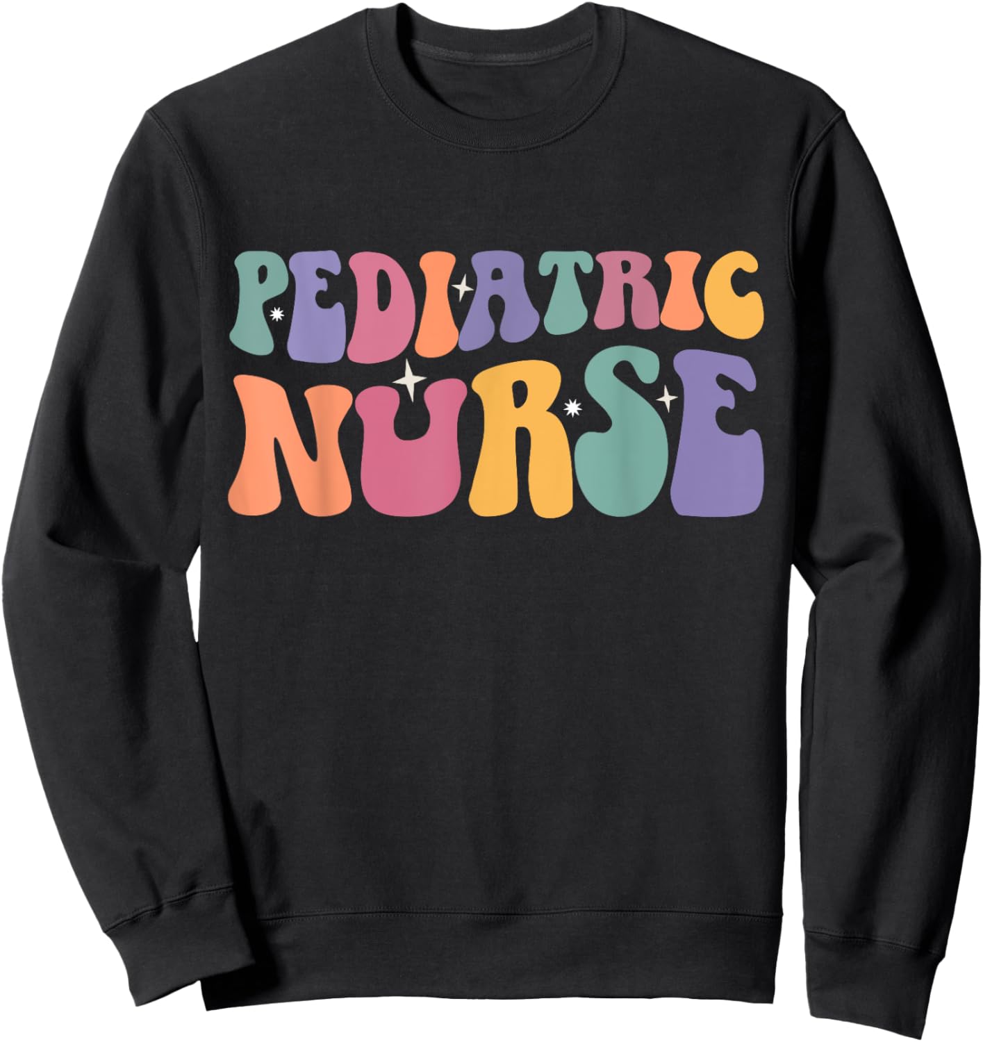 Pediatric Nurse Accessories Gifts Women Pediatric Nurse Black -Adults Small Retro Short Sleeve Spring 1 Count 0 Pockets Retro Design, Durable Fabric Blend Sweatshirt - Sweatshirt | Black