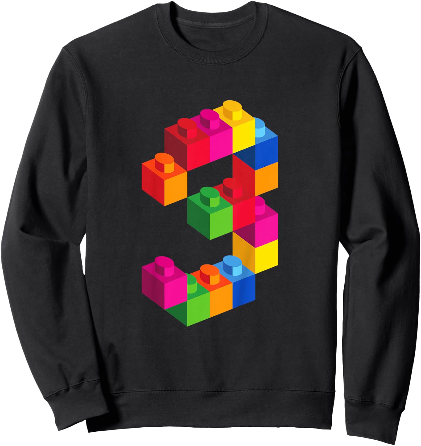 3 Year Old Building Blocks Birthday T Shirt Bricks 3rd Gift Sweatshirt - Sweatshirt | Black