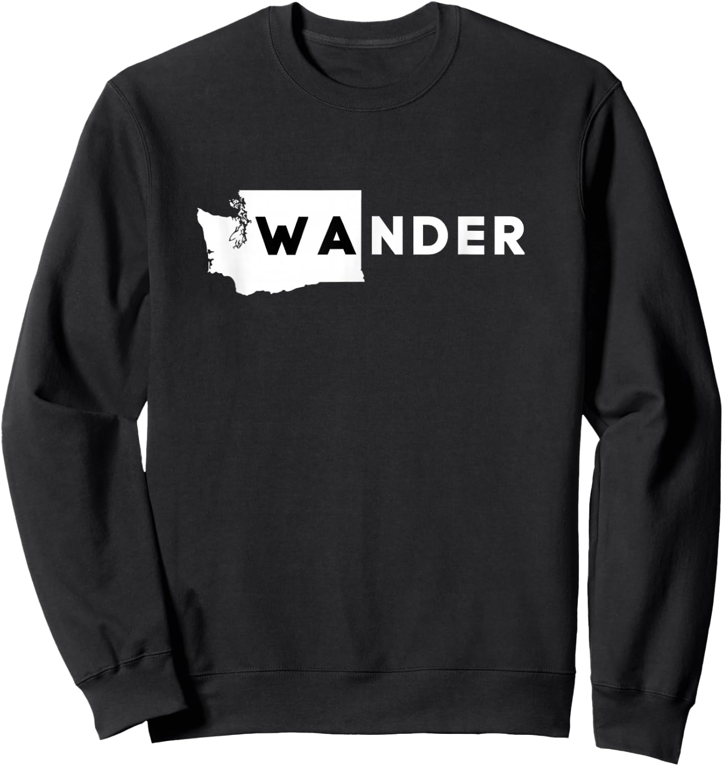WA State Shirt, Wander , Washington, State Silhouette Sweatshirt - Sweatshirt | Black