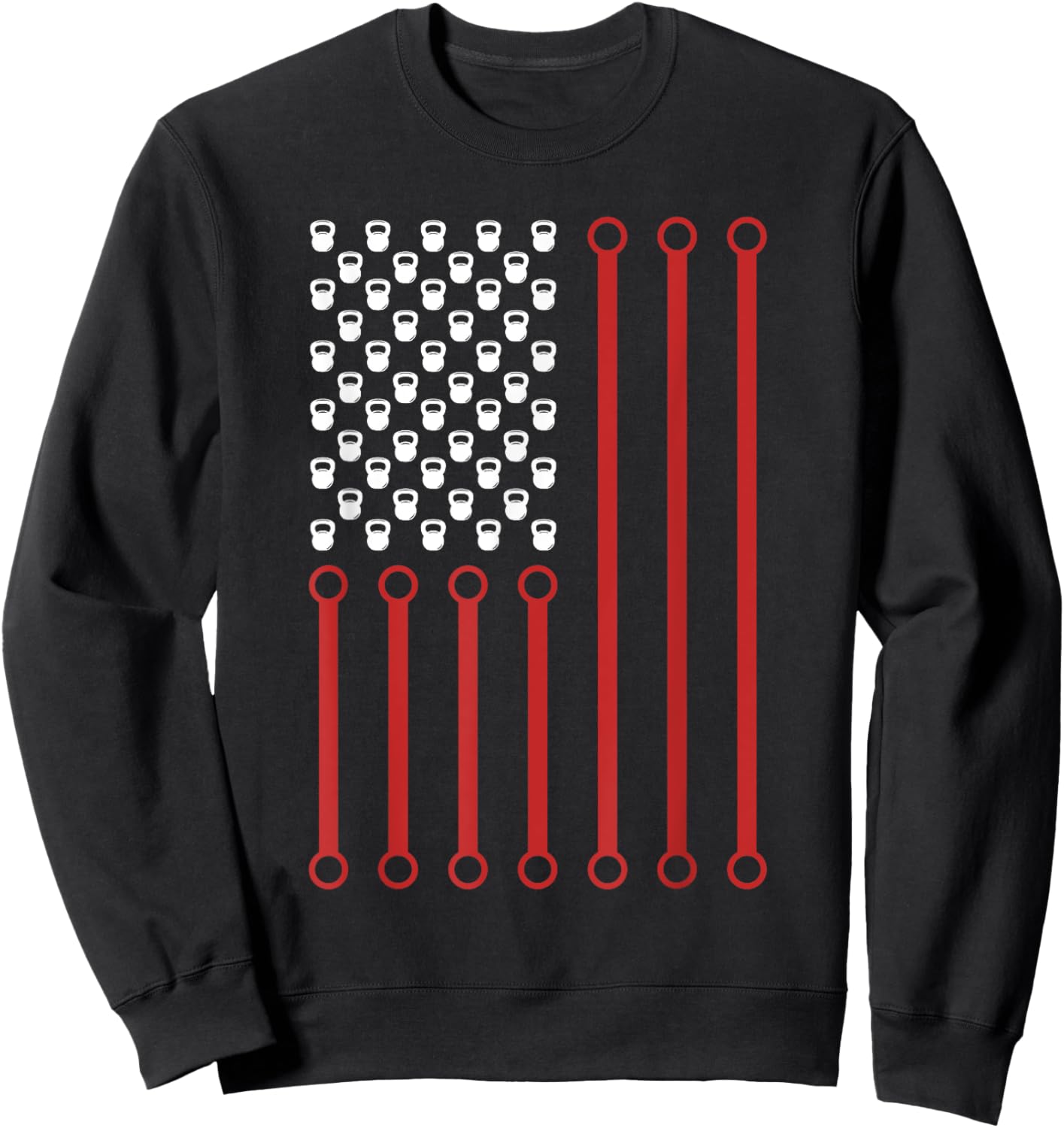 Kettlebell Workout American Flag Fitness Training Kettlebell Sweatshirt - Sweatshirt | Black