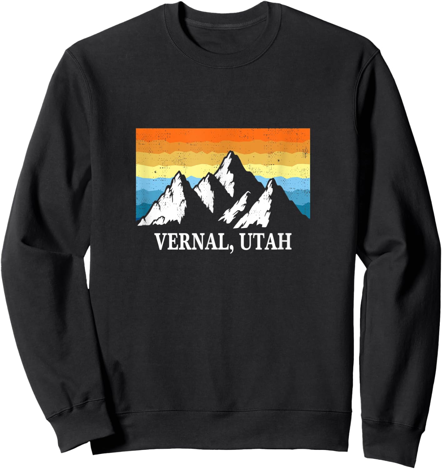 Vintage Vernal, Utah Mountain Hiking Souvenir Print Sweatshirt - Sweatshirt | Black