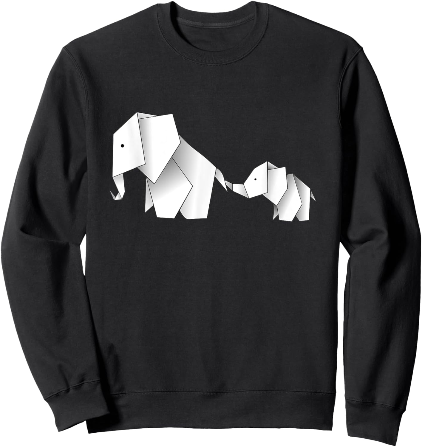 Elephant Shirt Cute Origami Elephant and Baby Elephant Sweatshirt - Sweatshirt | Black