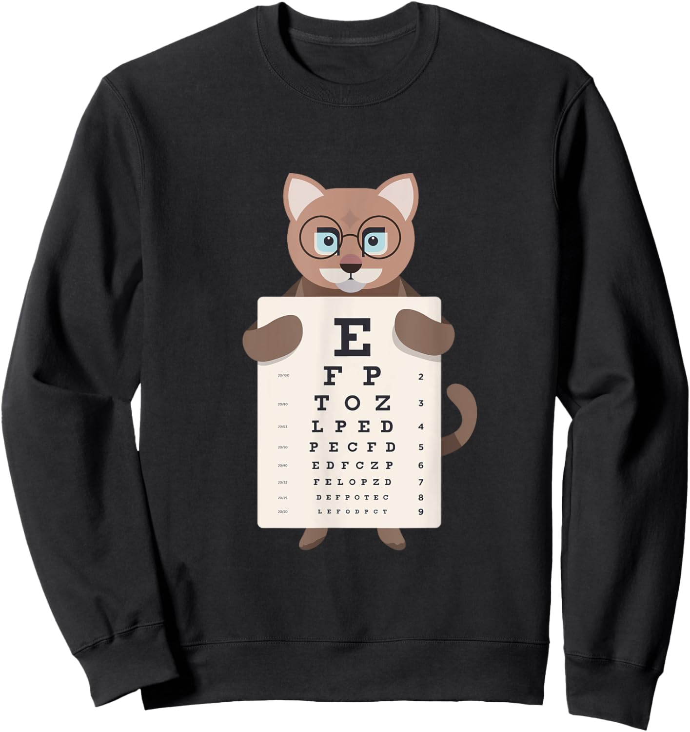 Funny Eye Test for Opticians Eye Doctor Cat Sweatshirt - Sweatshirt | Black