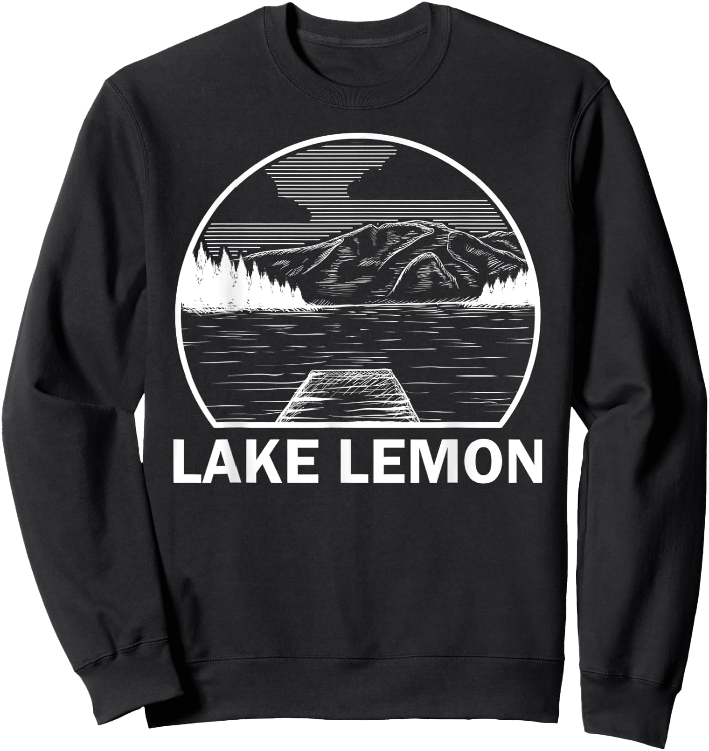 LAKE LEMON INDIANA Funny Fishing Camping Summer Gift Sweatshirt - Sweatshirt | Black