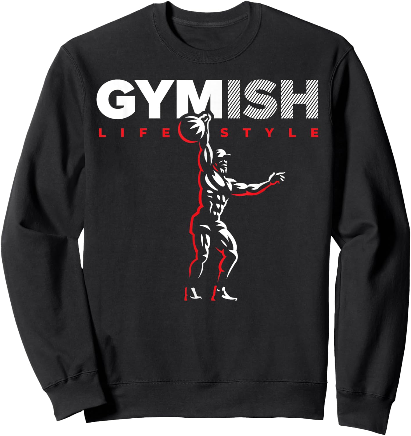 Gymish Lifestyle Weight Lifting Gym Men's Funny Workout Sweatshirt - Sweatshirt | Black