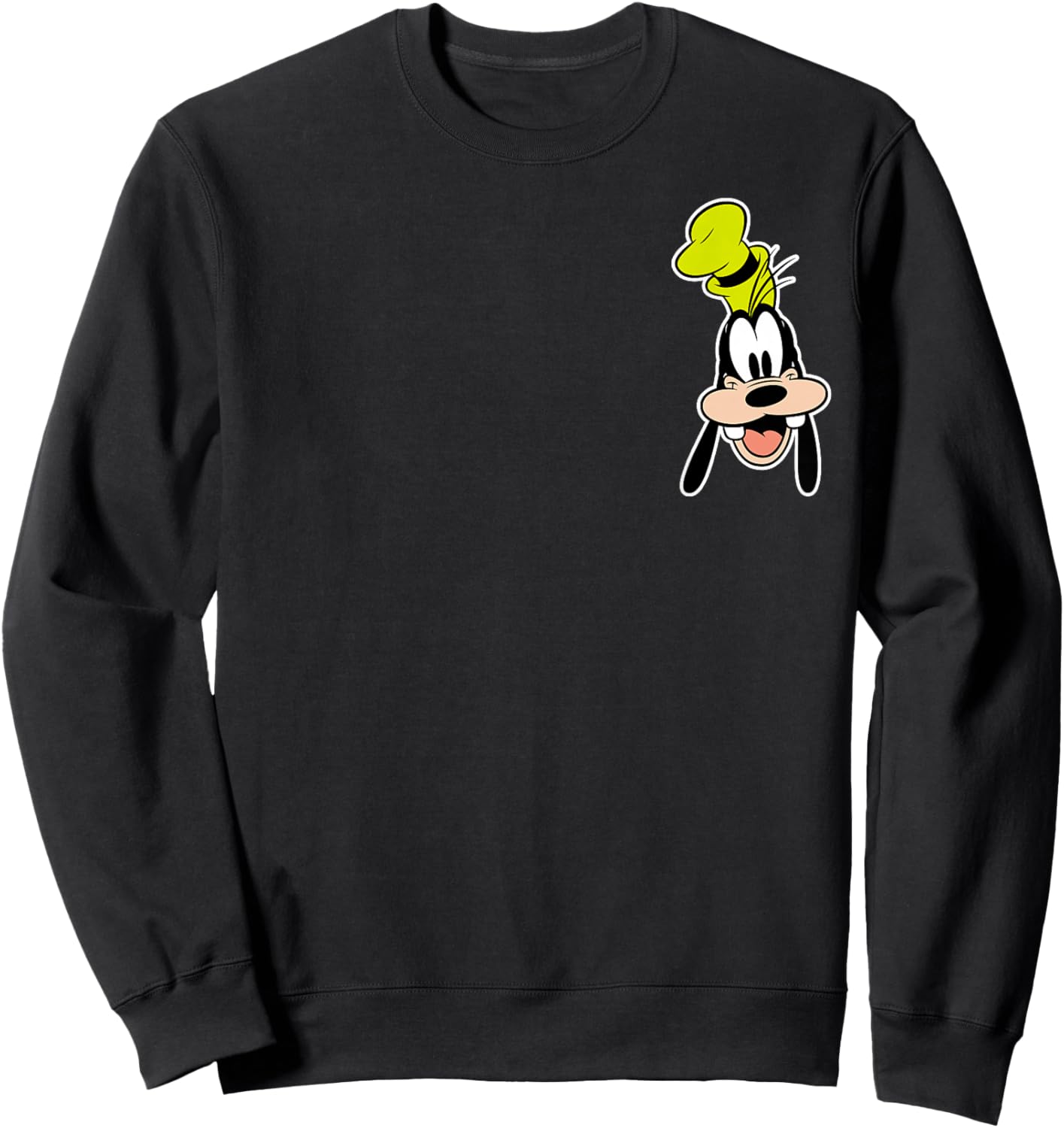 Disney Mickey and Friends Goofy Face Small Pocket Logo Sweatshirt - Sweatshirt | Black