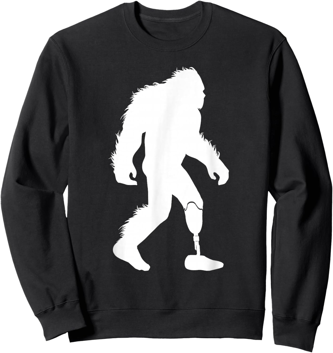 Bigfoot Leg Amputee Sasquatch Wearing Prosthetic Leg Sweatshirt - Sweatshirt | Black
