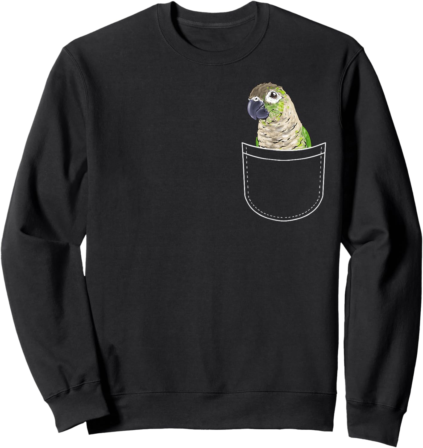 Green Cheek Conure In Pocket Parrot Bird Conure Sweatshirt - Sweatshirt | Black
