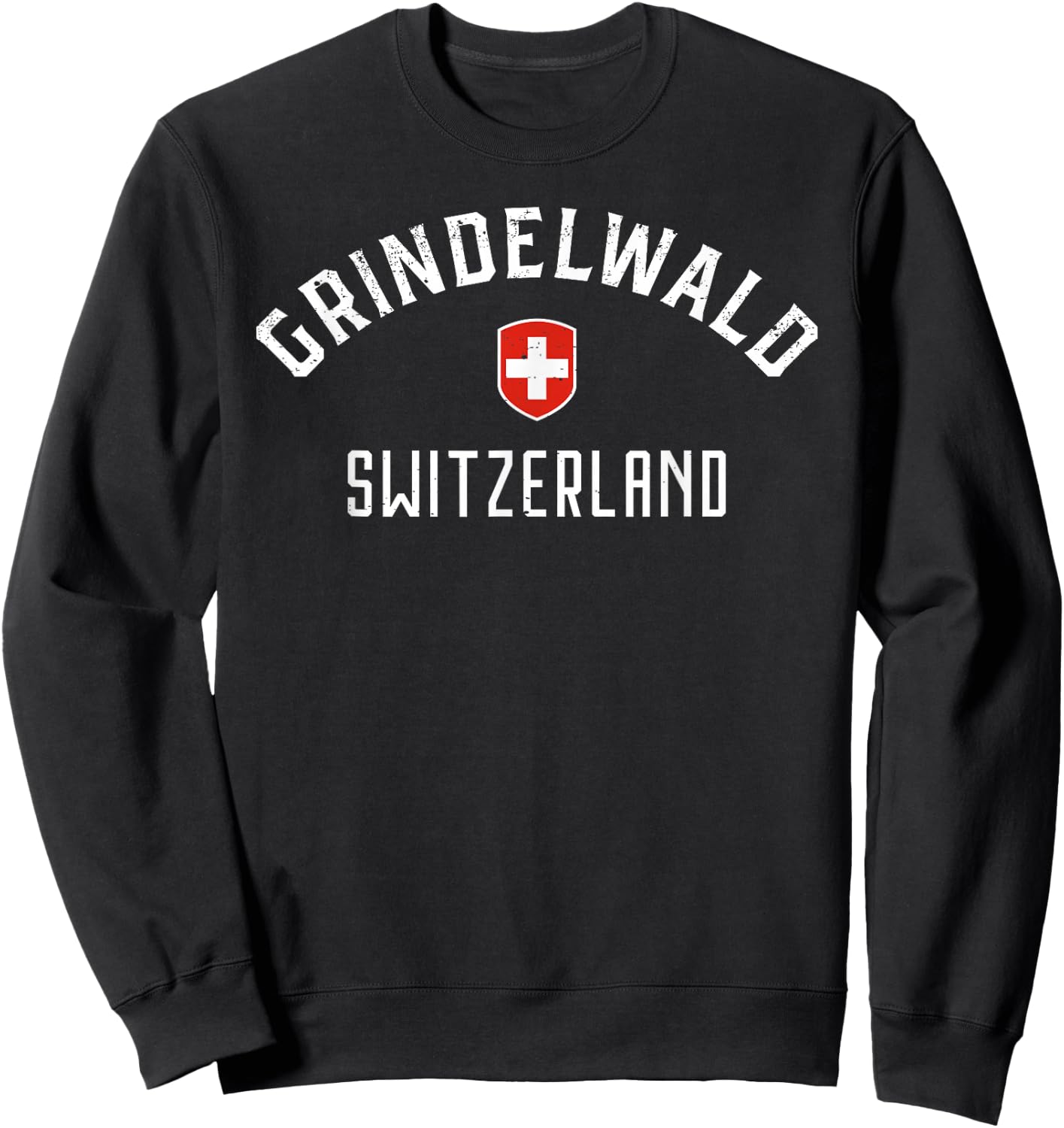 Grindelwald Switzerland T Shirt - Swiss Flag Grindelwald Sweatshirt - Sweatshirt | Black