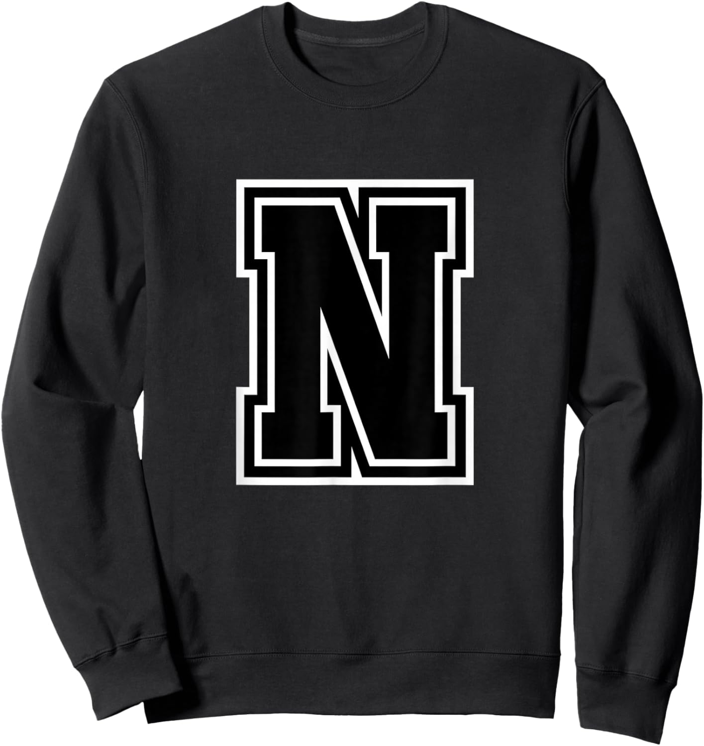 Letter N Black Monogram Initial Sweatshirt - Sweatshirt | Black