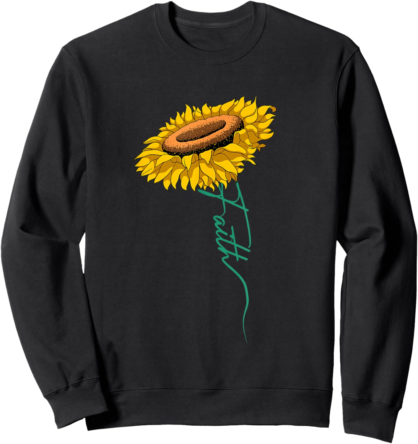 Sunflower Faith Blessed Jesus Sunflower Religious Christian Sweatshirt - Sweatshirt | Black