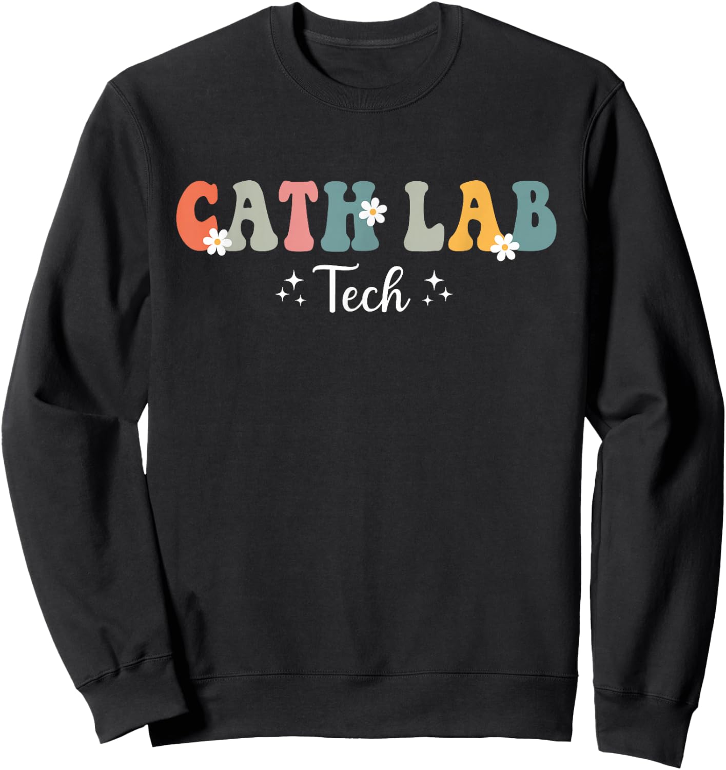 Retro Groovy Cath Lab Tech Cath Lab Technician Men Sweatshirt - Sweatshirt | Black