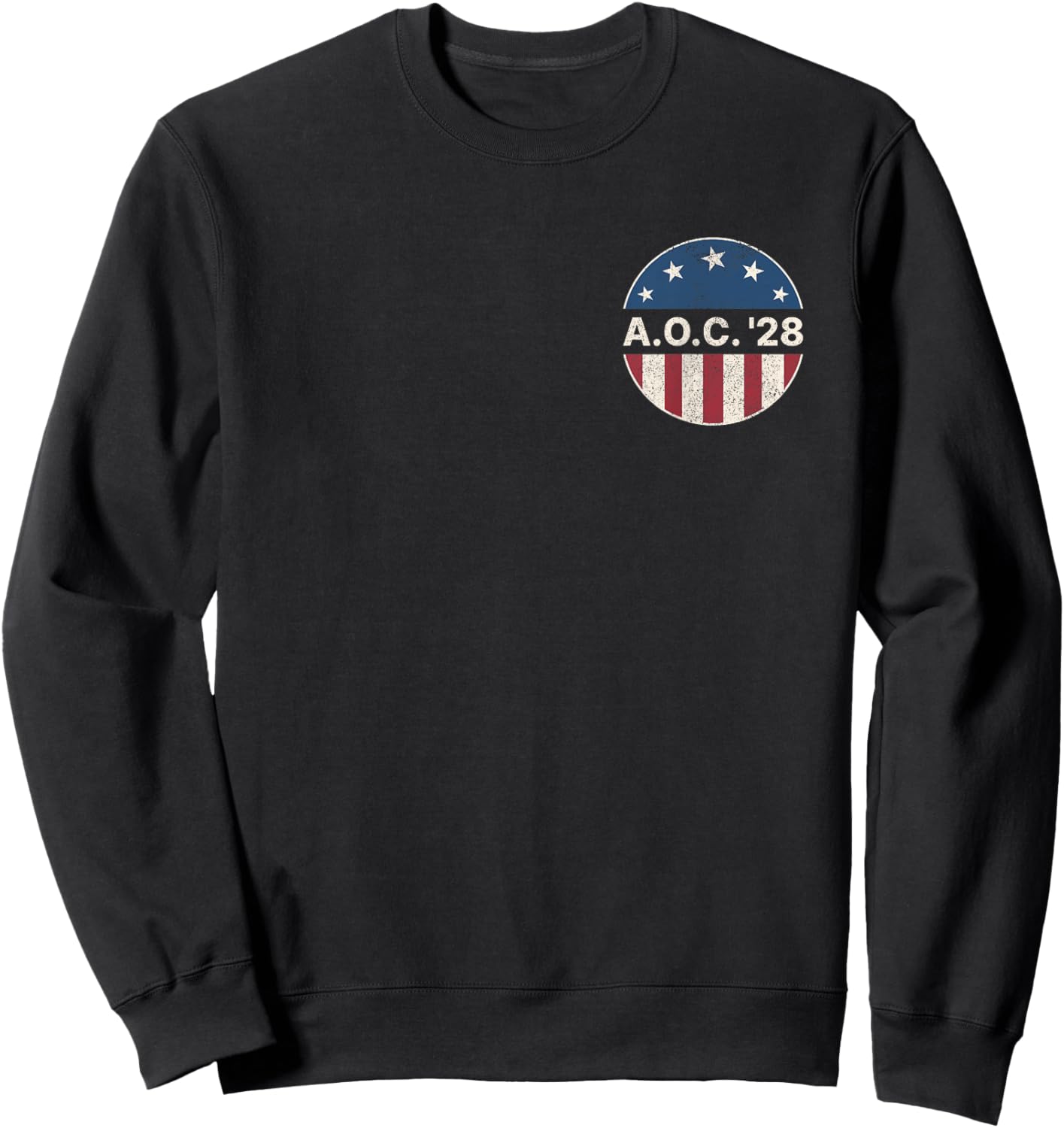 AOC 2028 A.O.C. 2028 For President American Flag Sweatshirt - Sweatshirt | Black