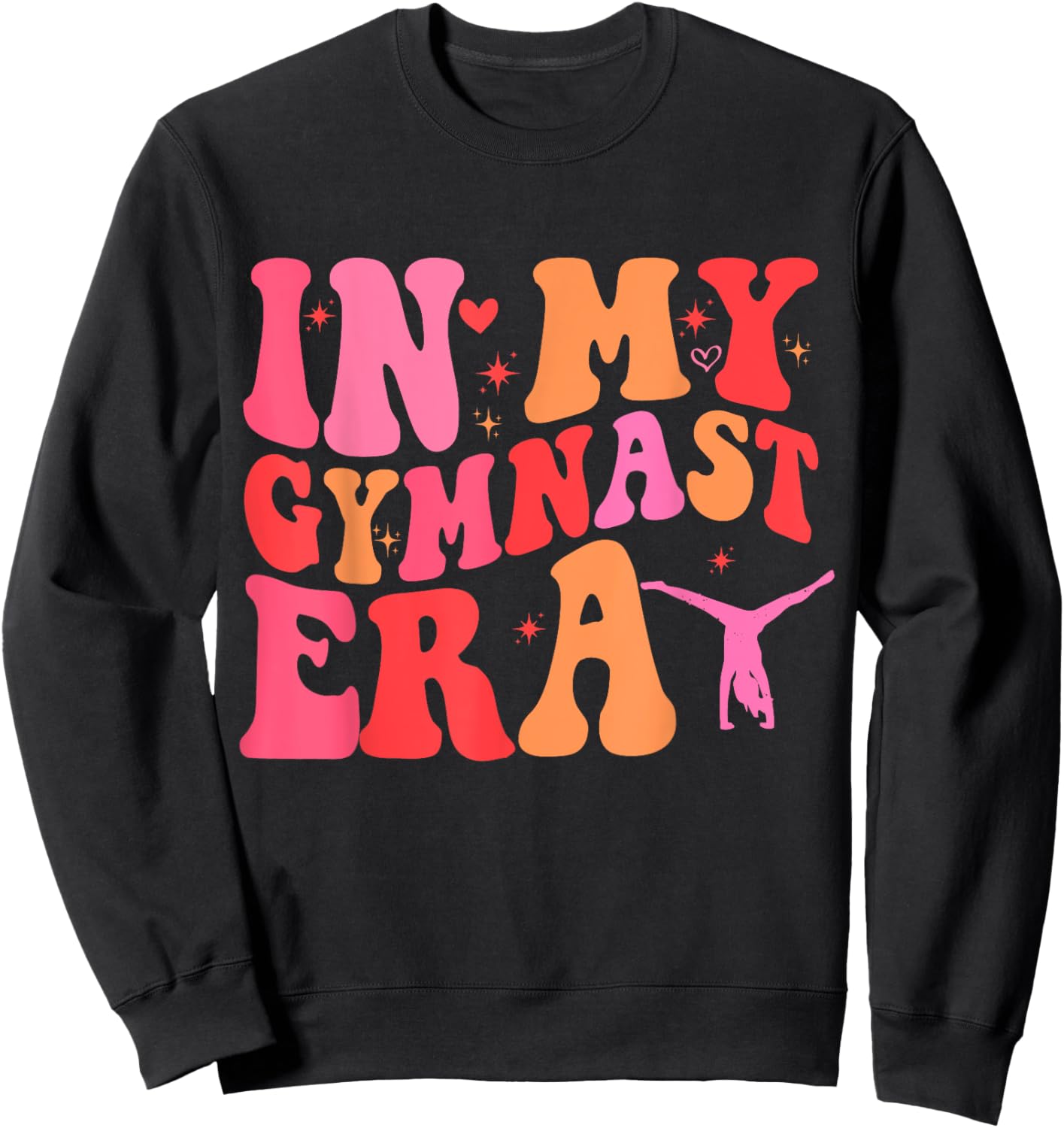 Funny Gymnastics Lover Quote In My Gymnast Era Mom Groovy Sweatshirt - Sweatshirt | Black