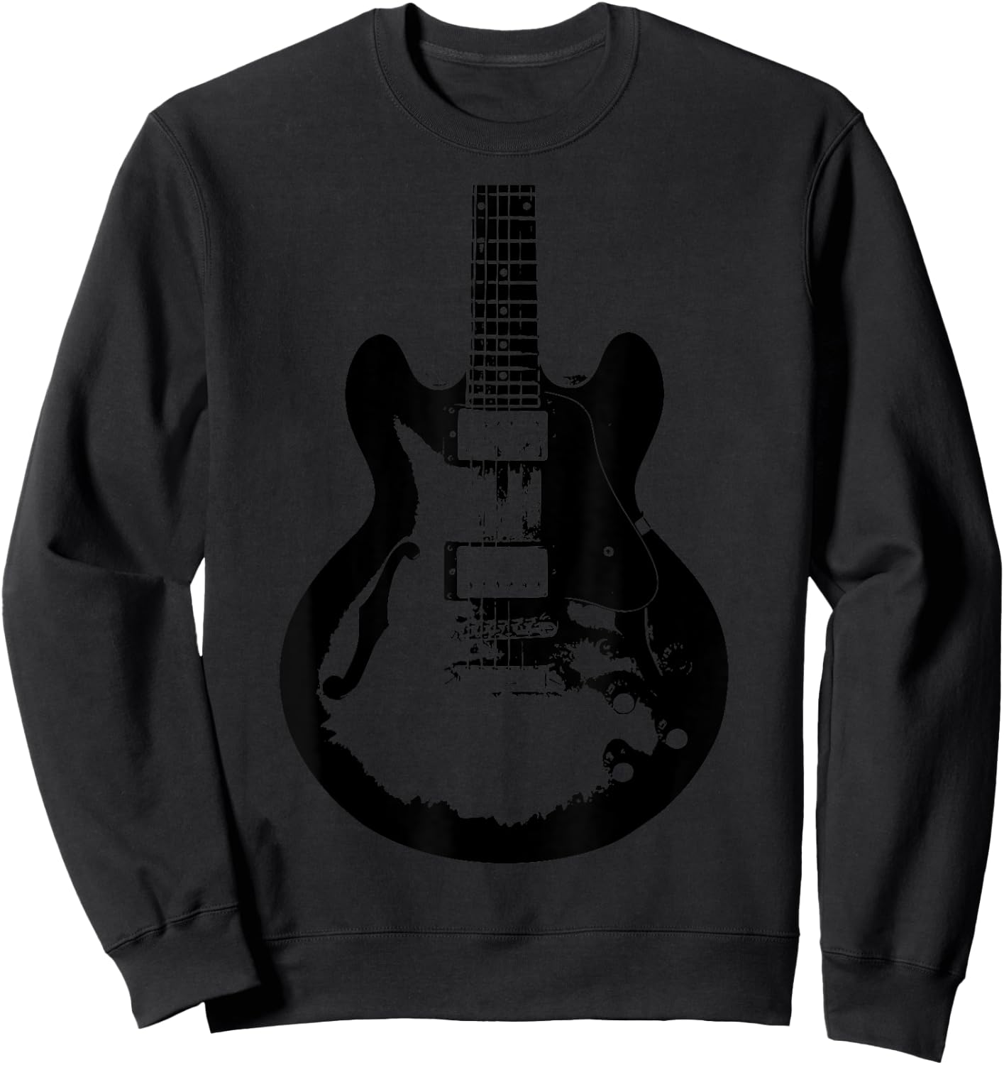 Guitar Silhouette Music Band Rock Grunge Vintage Graphic Art Sweatshirt - Sweatshirt | Black