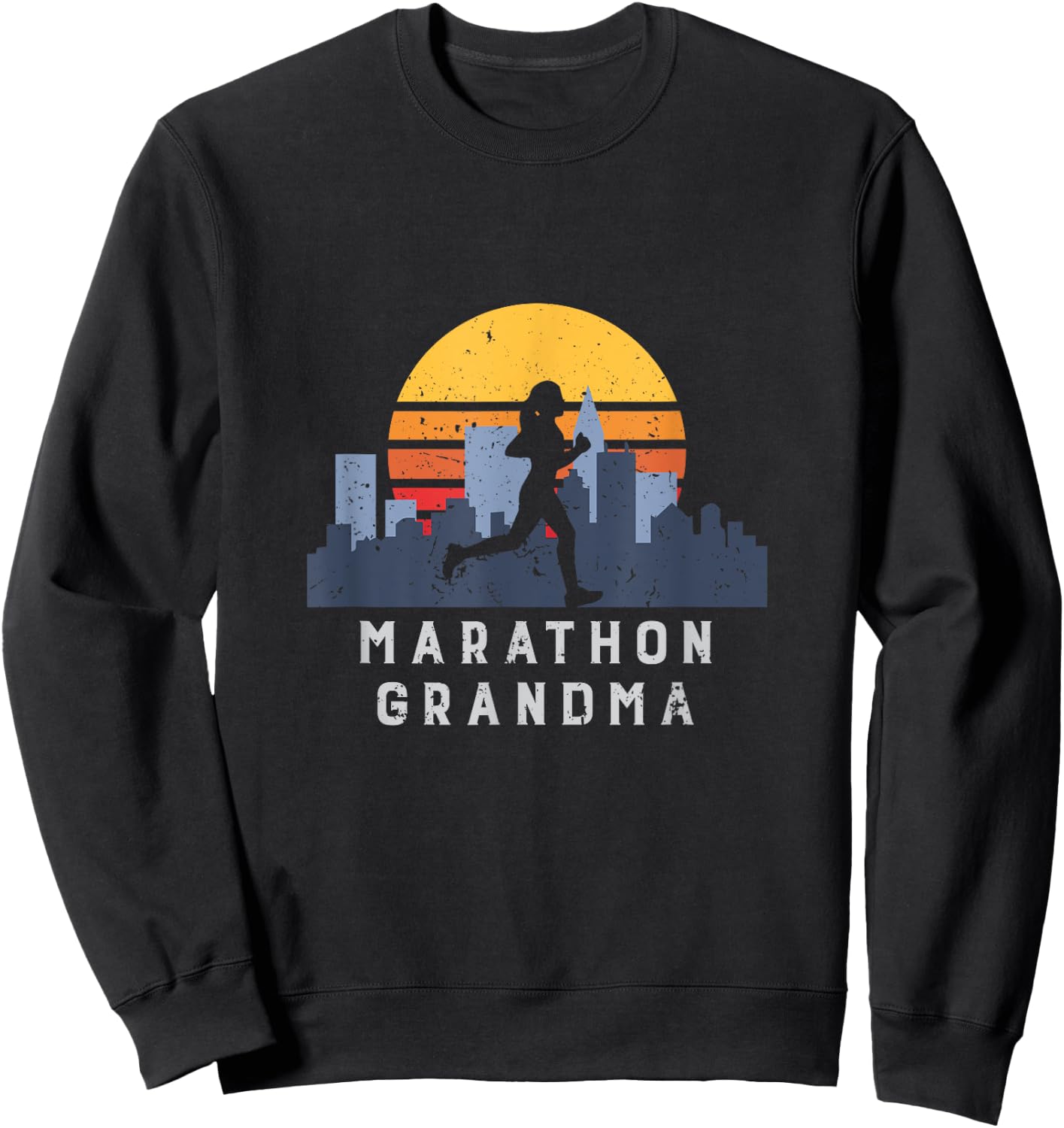 Marathon Run Grandma Vintage Retro Sweatshirt - Sweatshirt | Black