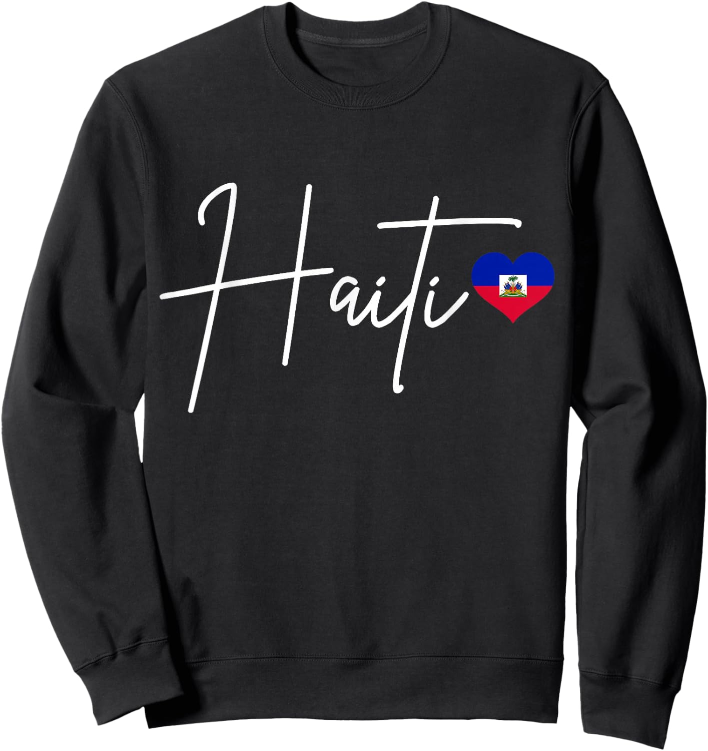 We Love Haiti - Haitian Pride Co. Haiti Pride Haitian Flag Heart Sweatshirt - Sweatshirt | Black