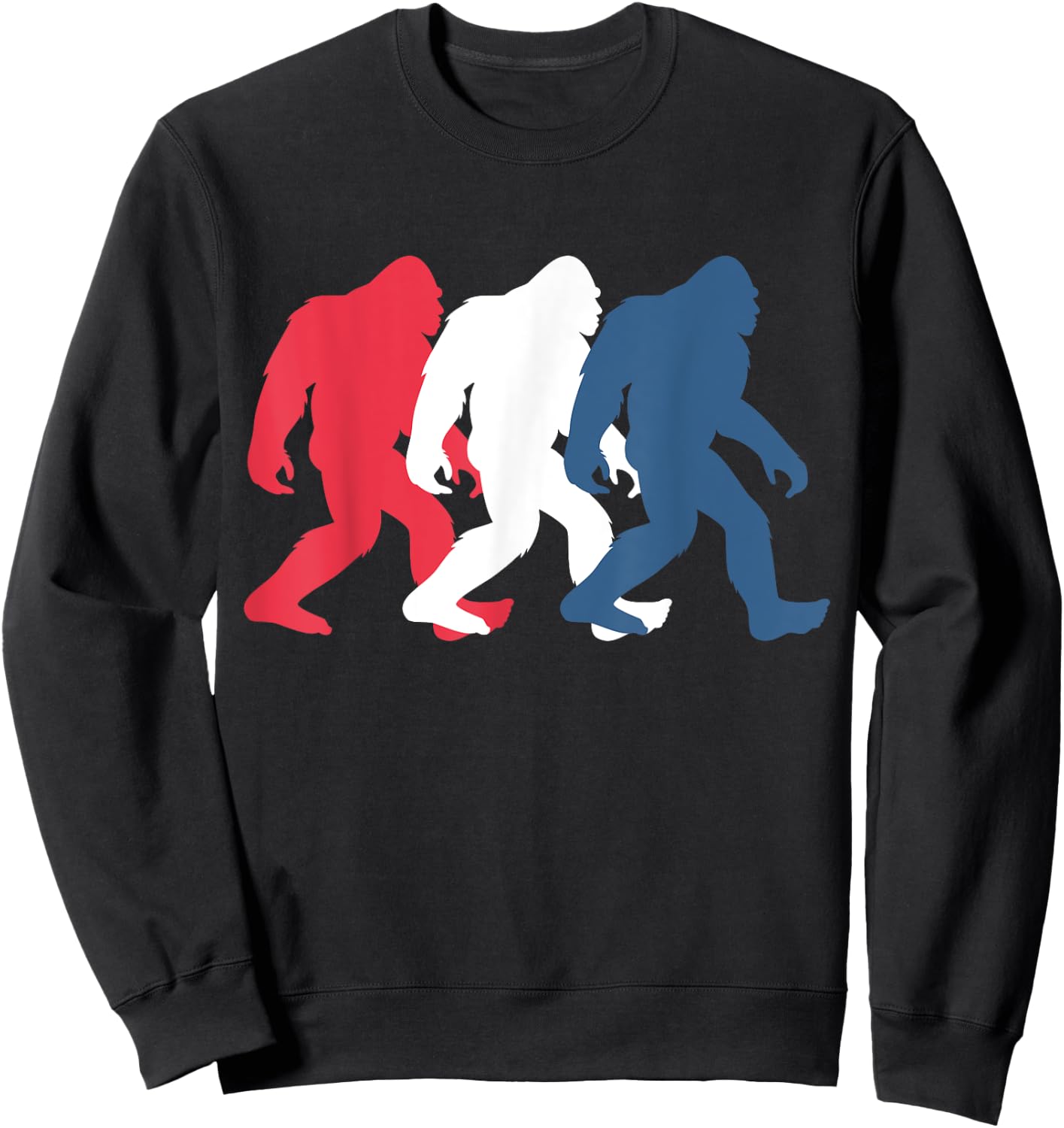 4th of July Bigfoot Red White and Blue Gift Sasquatch Merica Women Kids Men Sweatshirt - Sweatshirt | Black