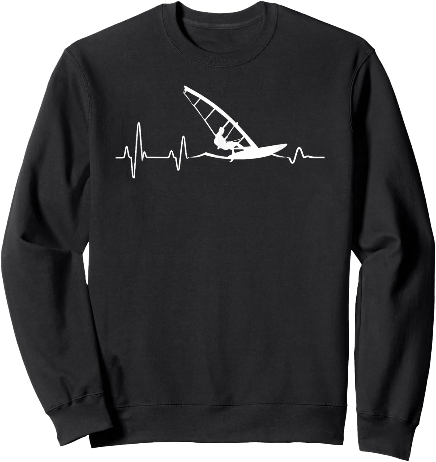 Windsurfing Sailing Heartbeat Windsurfing Sweatshirt - Sweatshirt | Black