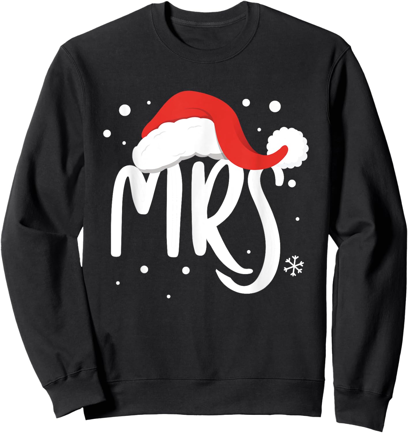 Matching Couples Mr Mrs Wedding Christmas Ugly Santa Hat Sweatshirt - Sweatshirt | Black