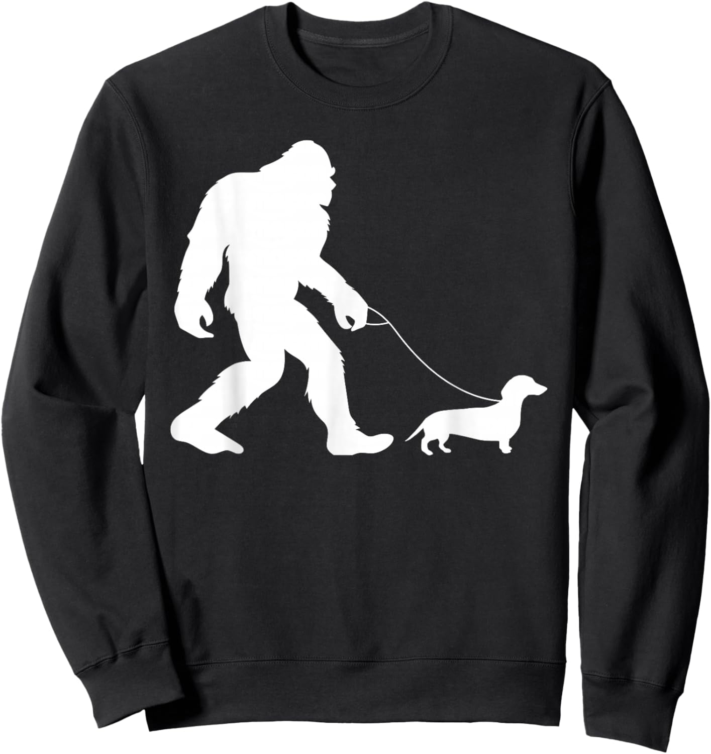 Fun Bigfoot Sasquatch Walking Dachshund Gag Gift Sweatshirt - Sweatshirt | Black