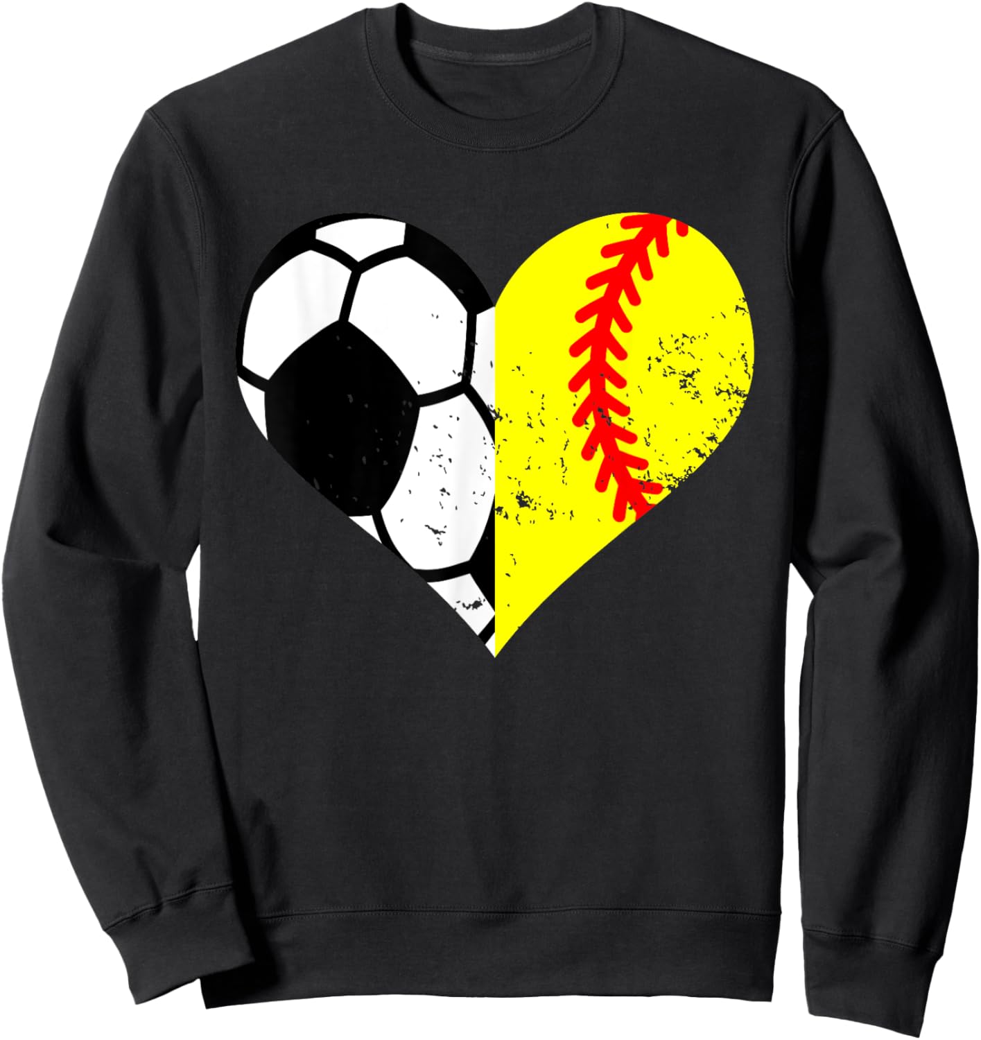 Soccer Softball Heart Funny Soccer Softball Mom Sweatshirt - Sweatshirt | Black