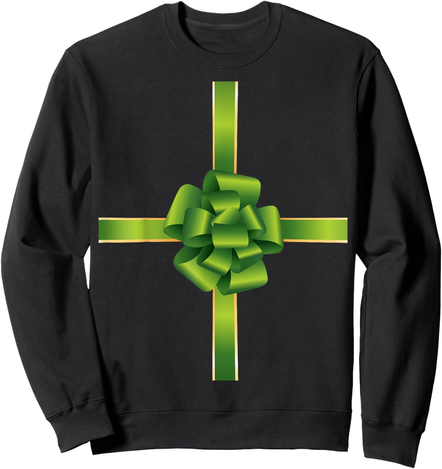 Pretend I'm A Present Green Christmas Bow Kids Sweatshirt - Sweatshirt | Black