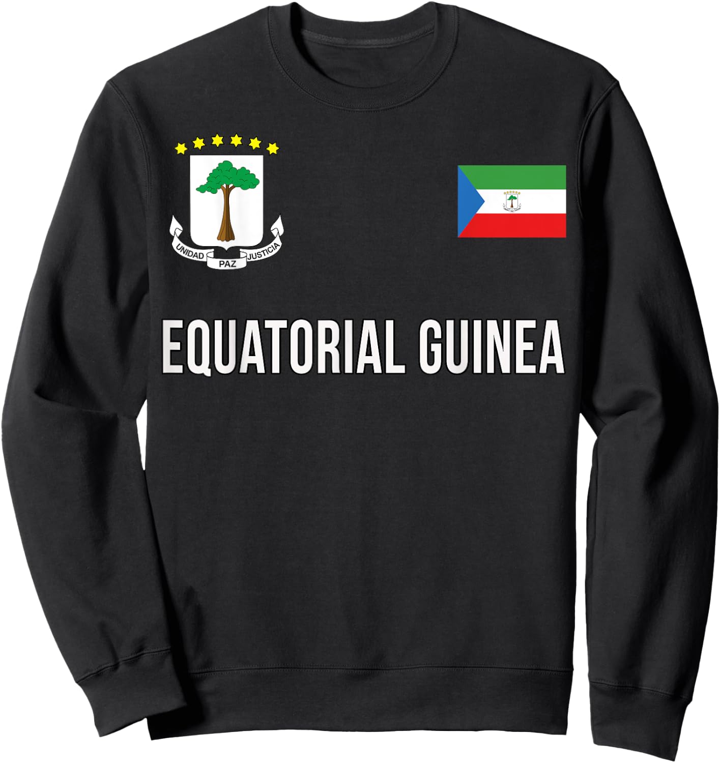 Equatorial Guinea Sports-style Flag and Emblem Design Sweatshirt - Sweatshirt | Black