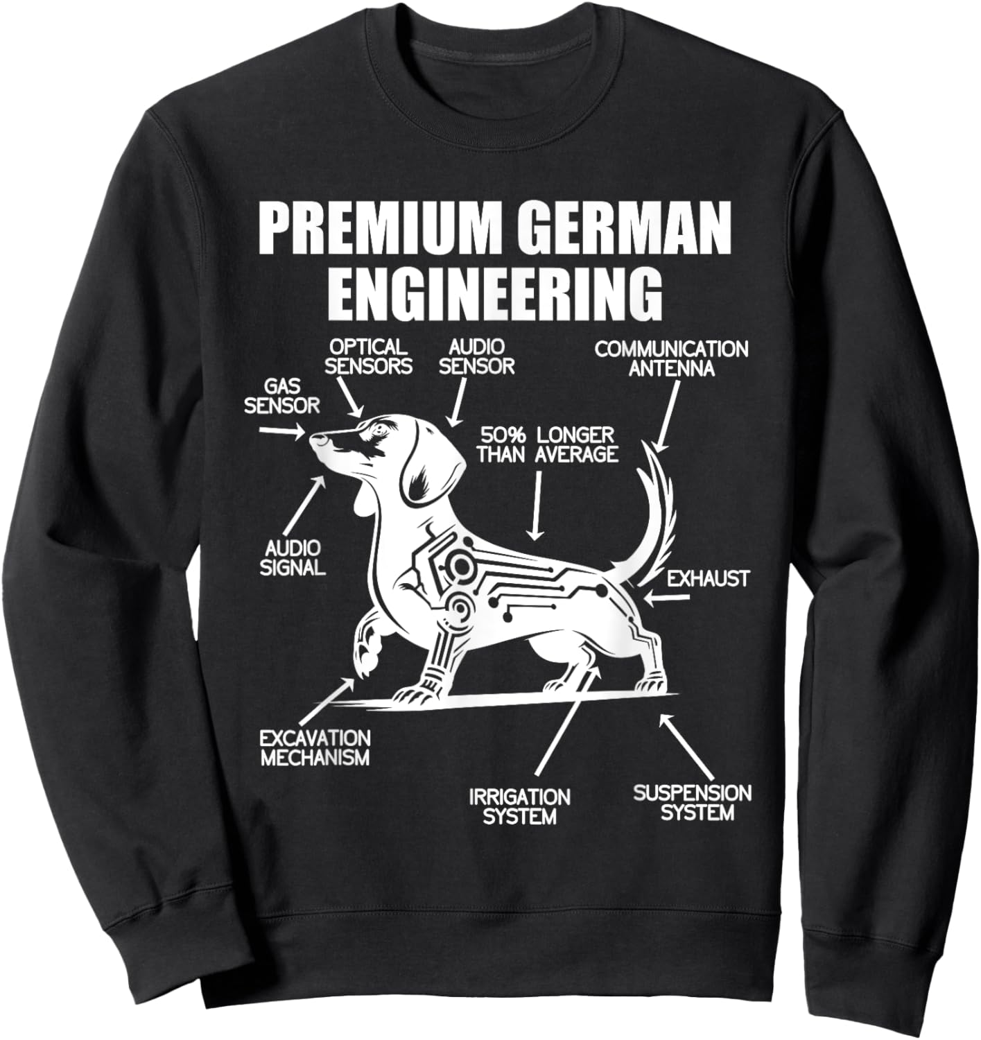 Funny Dachshund Wiener Weiner Dachshund Engineering German Sweatshirt - Sweatshirt | Black