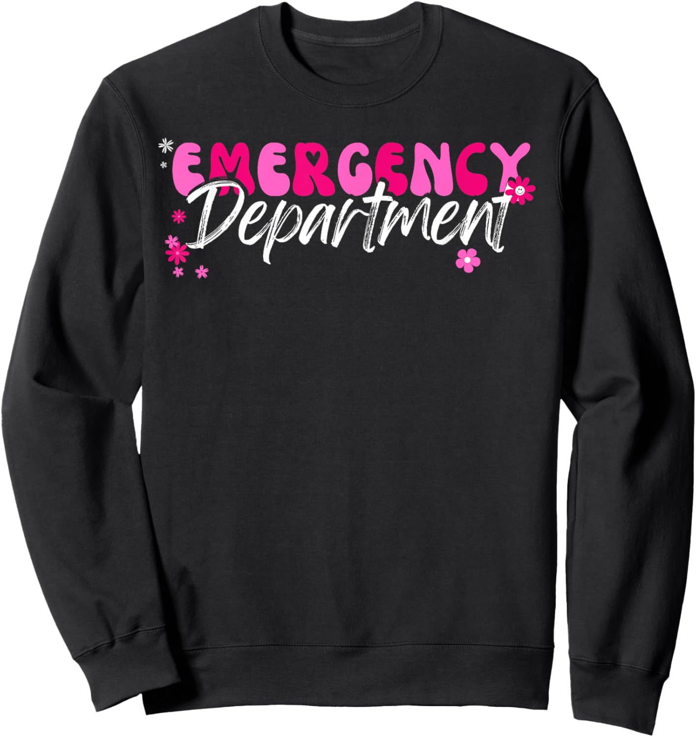 Emergency Department Funny Nurse Gifts. -Adults Emergency Department Modern Black Short Sleeve Classic Fit Sweatshirt - Sweatshirt | Black