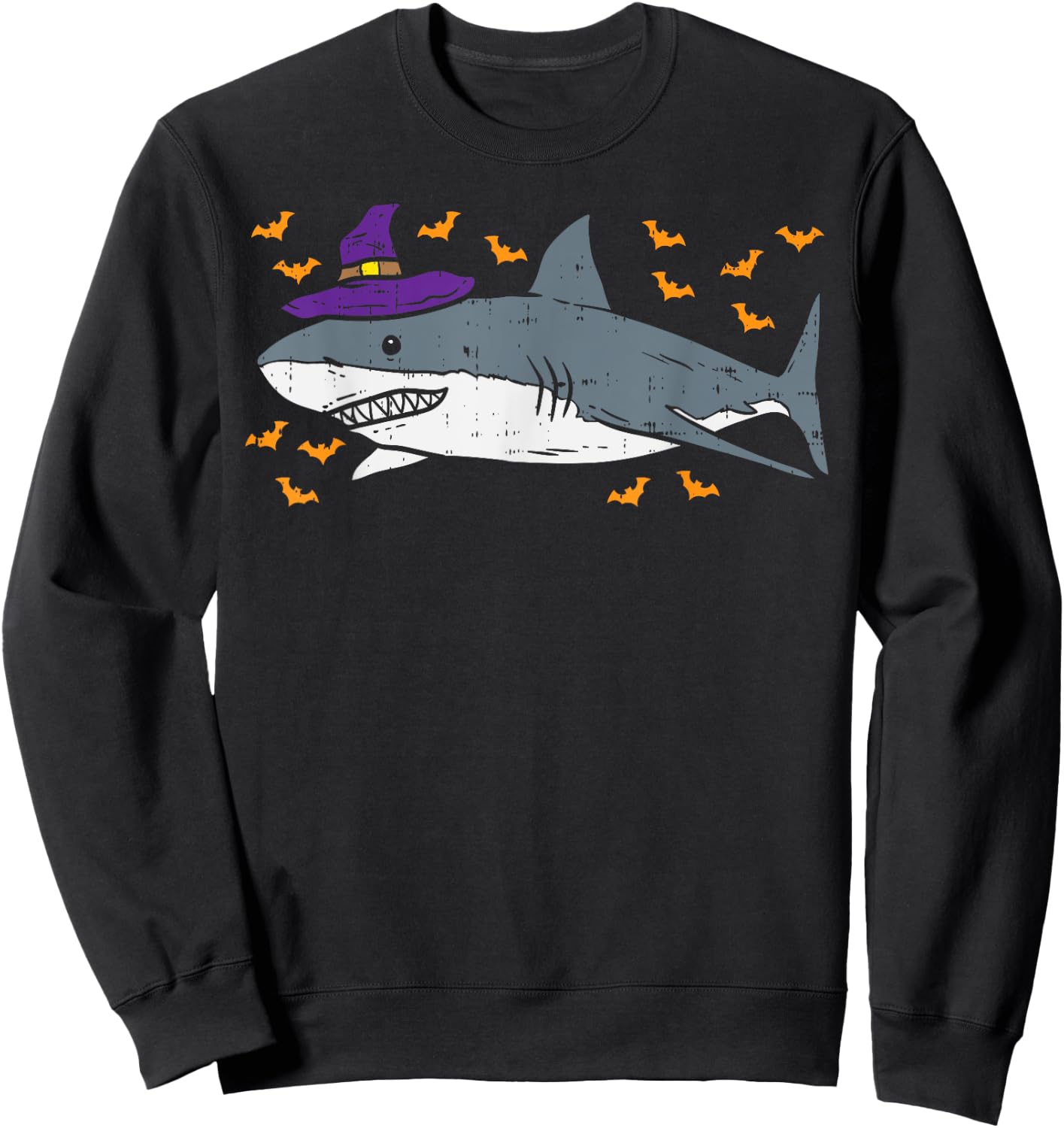 Shark Witch Funny Animal Halloween Men Women Kids Gift Sweatshirt - Sweatshirt | Black