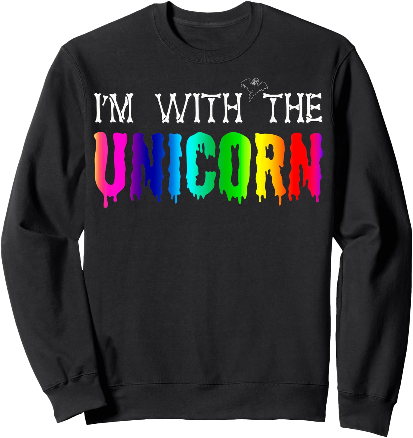 I'm With Unicorn Funny Rainbow Couple Halloween Cosplay Sweatshirt - Sweatshirt | Black