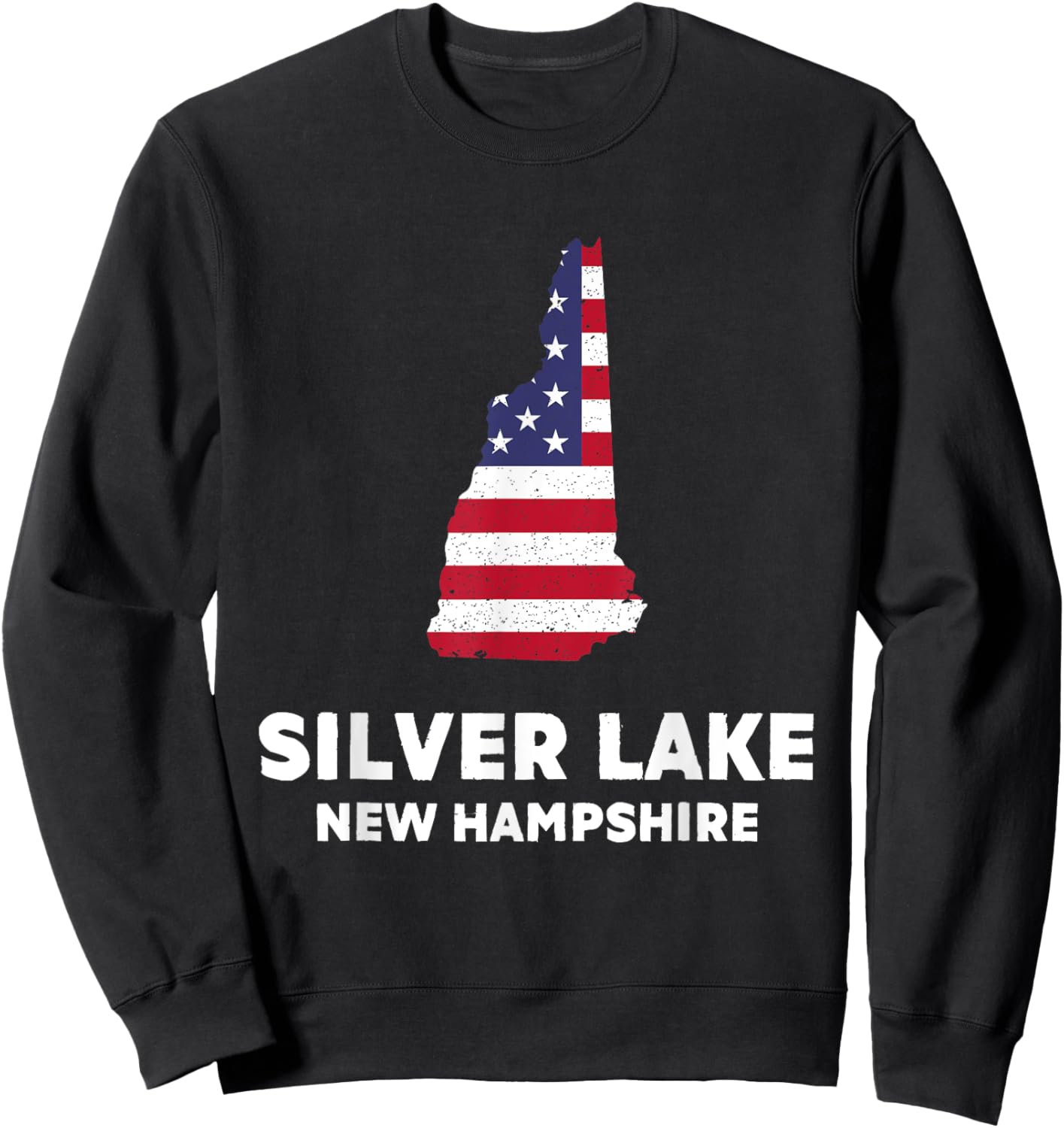 Distressed Patriotic USA Flag Silver Lake, New Hampshire Men Sweatshirt - Sweatshirt | Black