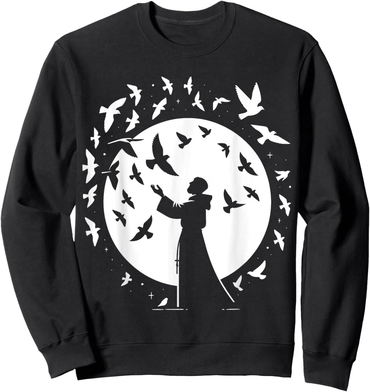 St Francis of Assisi Patron Saint of Animals Birds Catholic Sweatshirt - Sweatshirt | Black