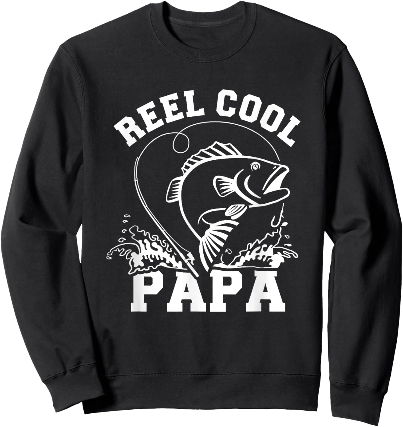 Reel cool Papa dad fishing Sweatshirt - Sweatshirt | Black