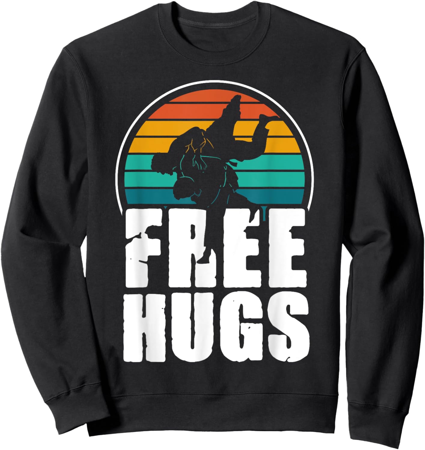 Vintage Retro Free Hugs - Cool Jiu Jitsu BJJ Martial Arts Sweatshirt - Sweatshirt | Black