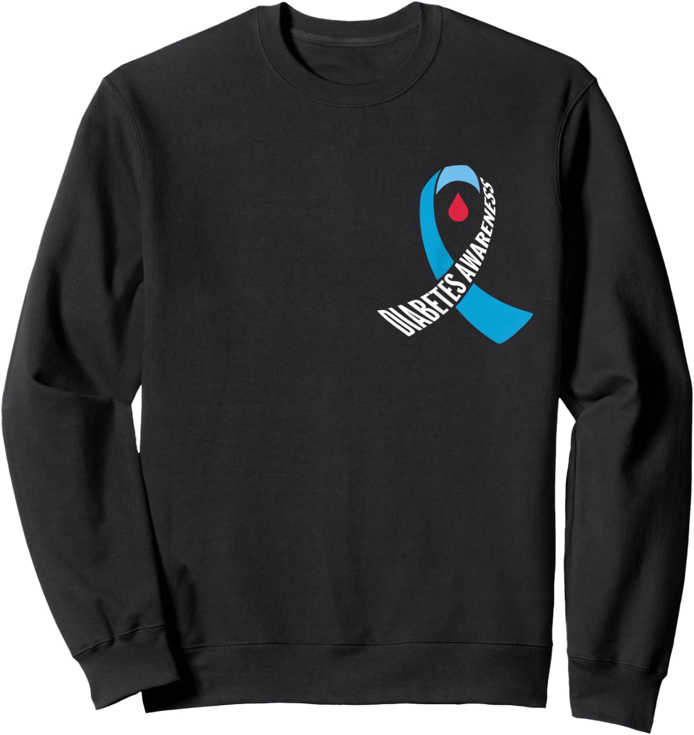 Diabetes Awareness Month Blue Love Ribbon Support T1D T2D Sweatshirt - Sweatshirt | Black