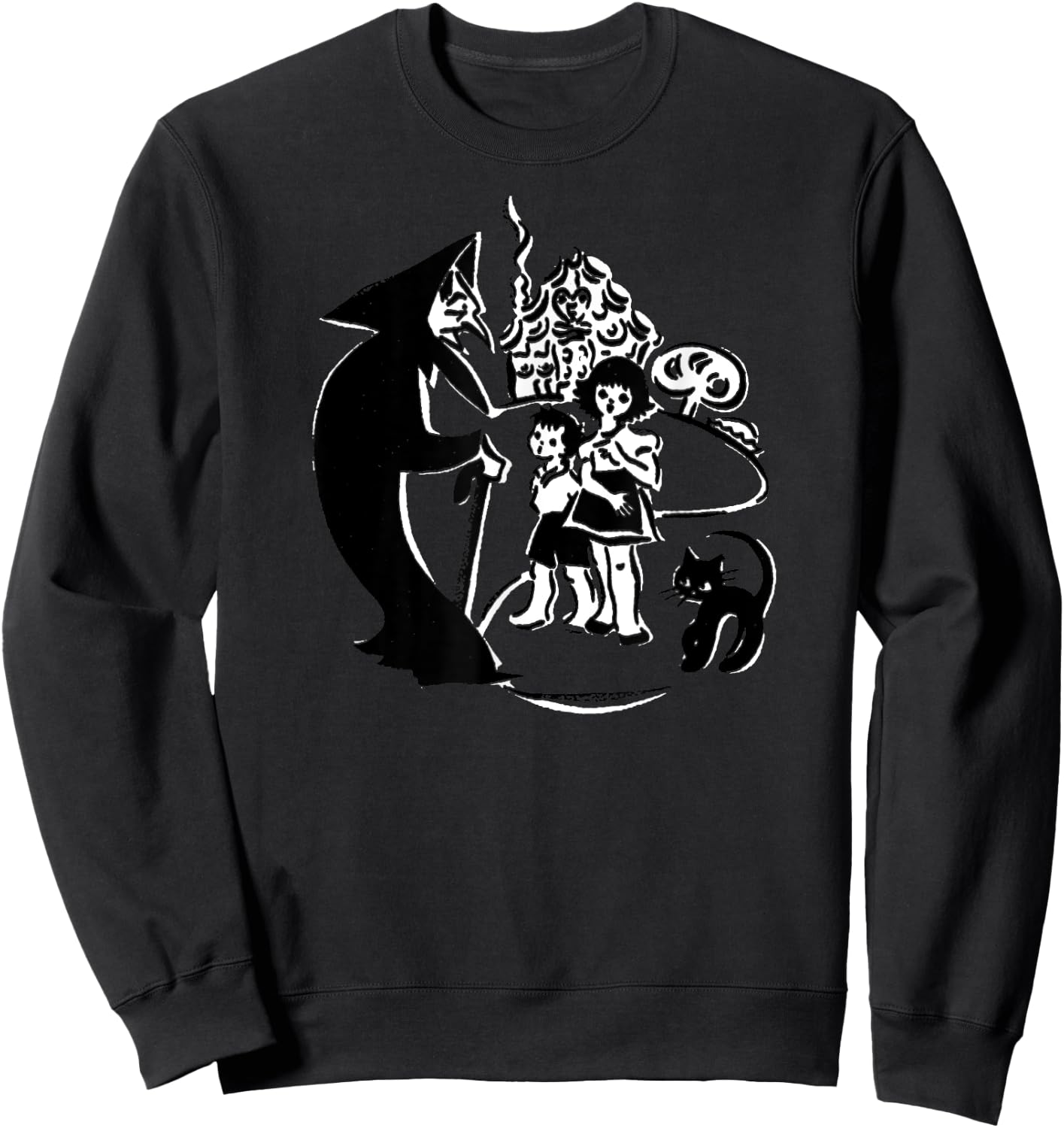 Vintage Fairytales Old Wicked Witch Hansel and Gretel Sweatshirt - Sweatshirt | Black