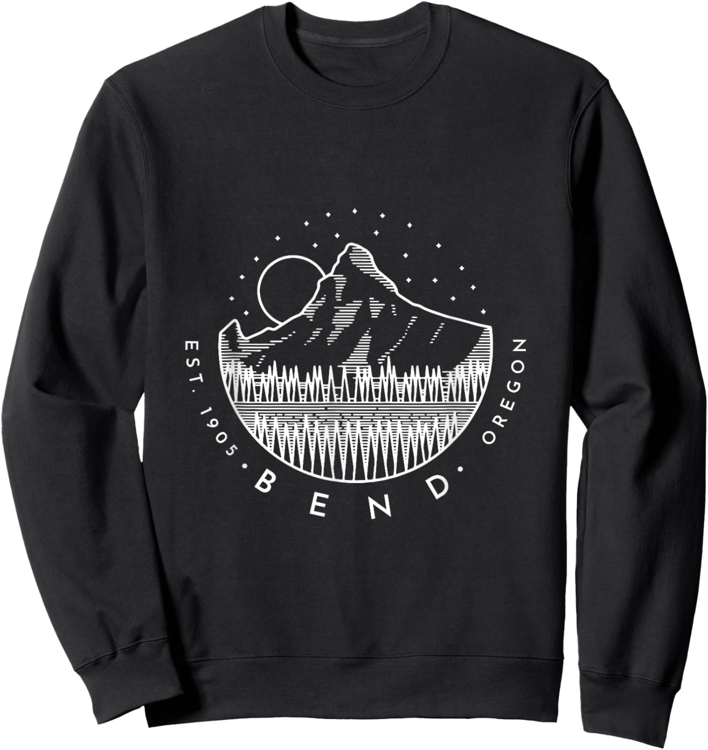 Bend Oregon Mountain And Forest Simple Minimal Design Sweatshirt - Sweatshirt | Black