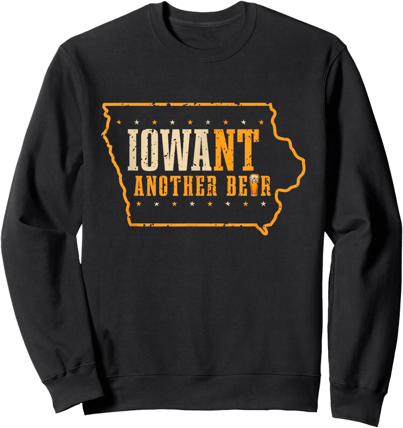 Iowa State Map USA Flag Beer Drinking Funny Men Sweatshirt - Sweatshirt | Black