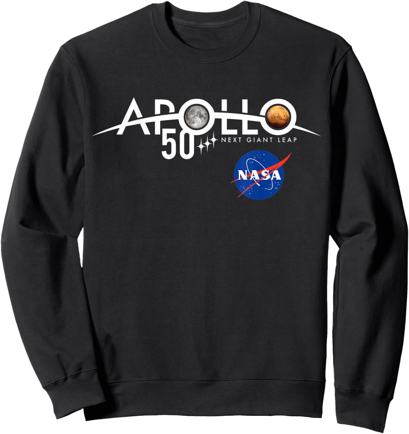 Apollo 11 50th Anniversary Logo Design - NASA Space Sweatshirt - Sweatshirt | Black