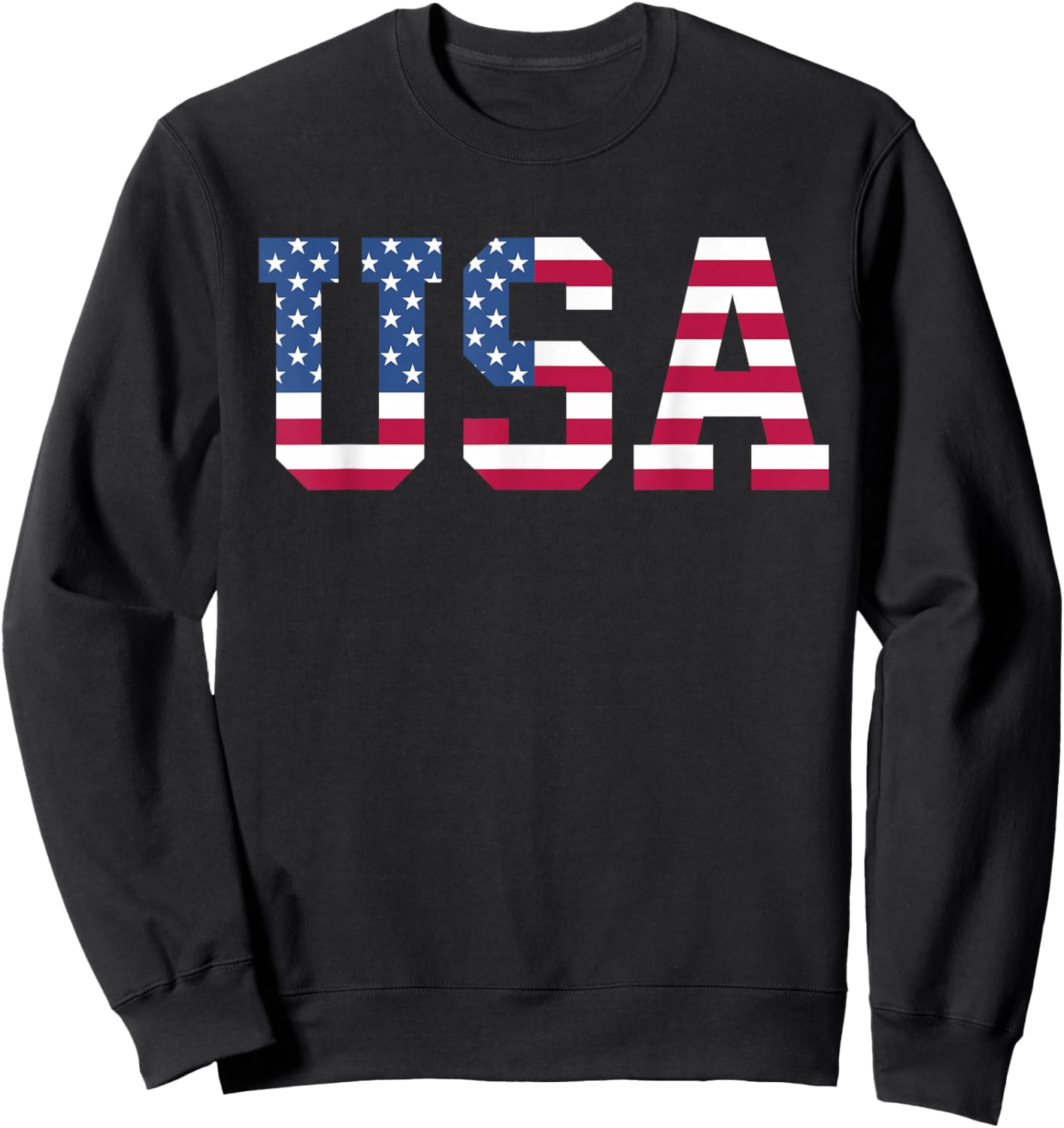 USA American Flag Patriotic Red White Blue Stars & Stripes Sweatshirt - Sweatshirt | Black