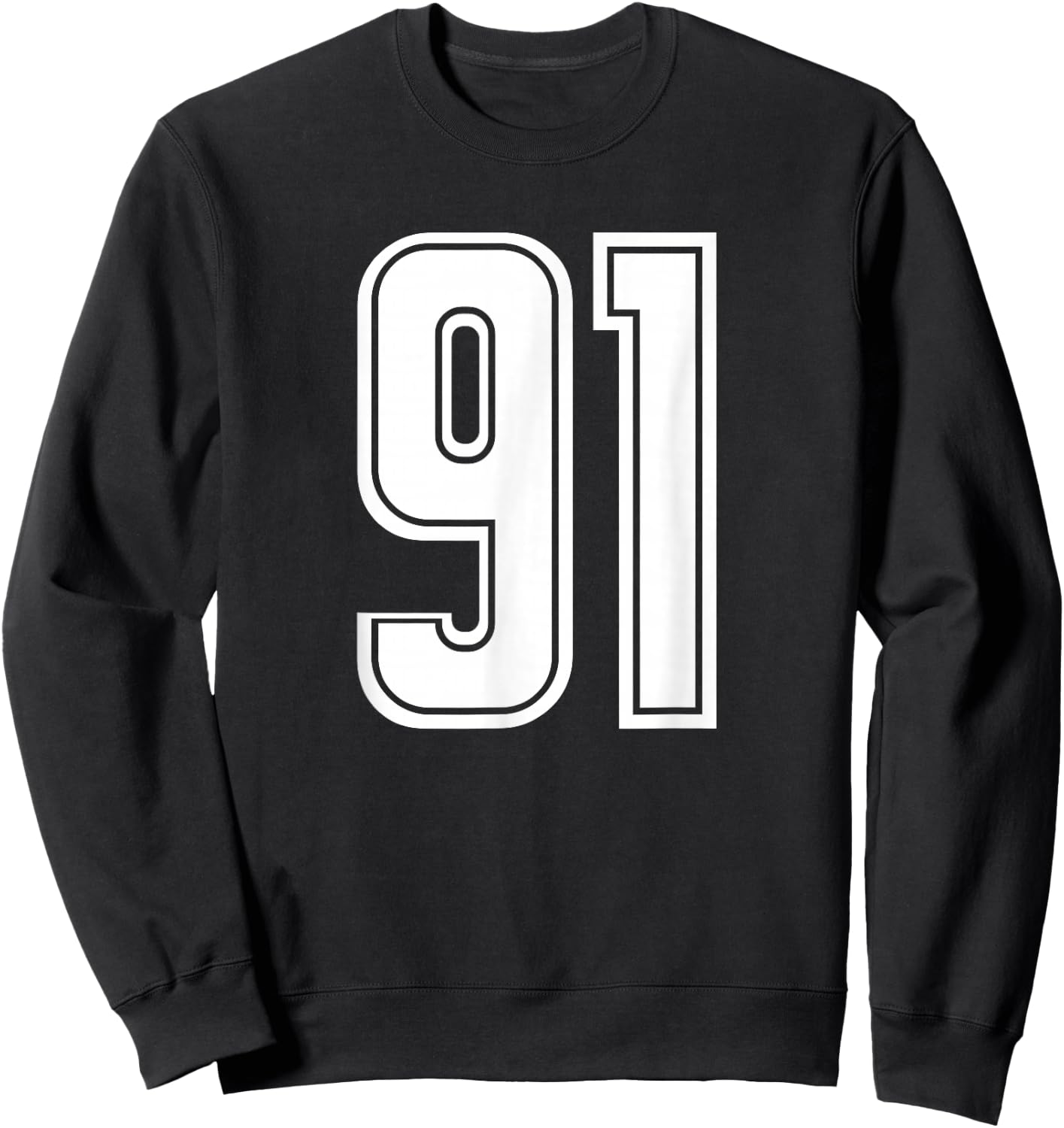 Number #91 White Sports Team Varsity Number 91 Sweatshirt - Sweatshirt | Black