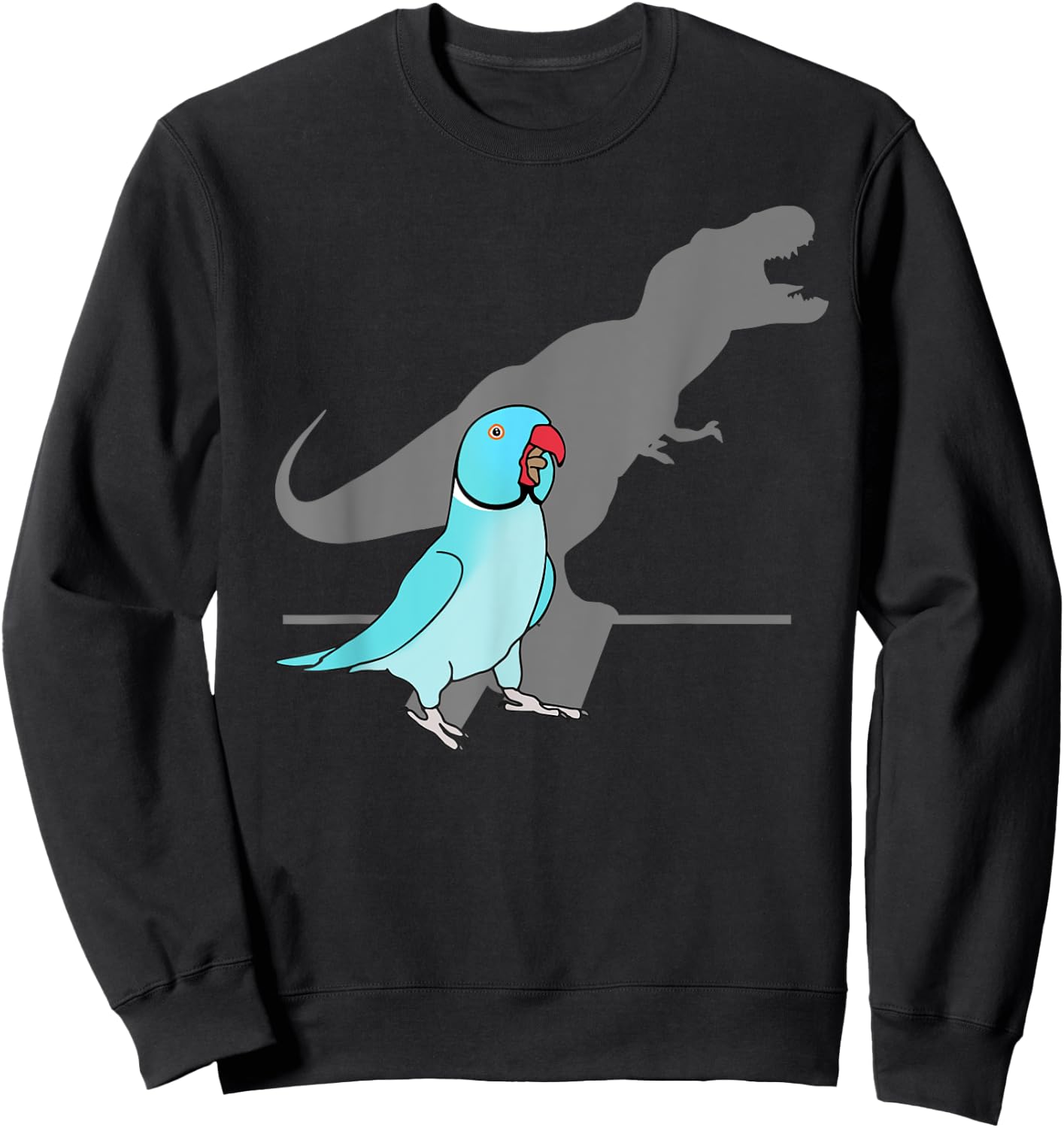 T-rex Blue Indian ringneck, Pet Birb memes Screaming Parrot Sweatshirt - Sweatshirt | Black